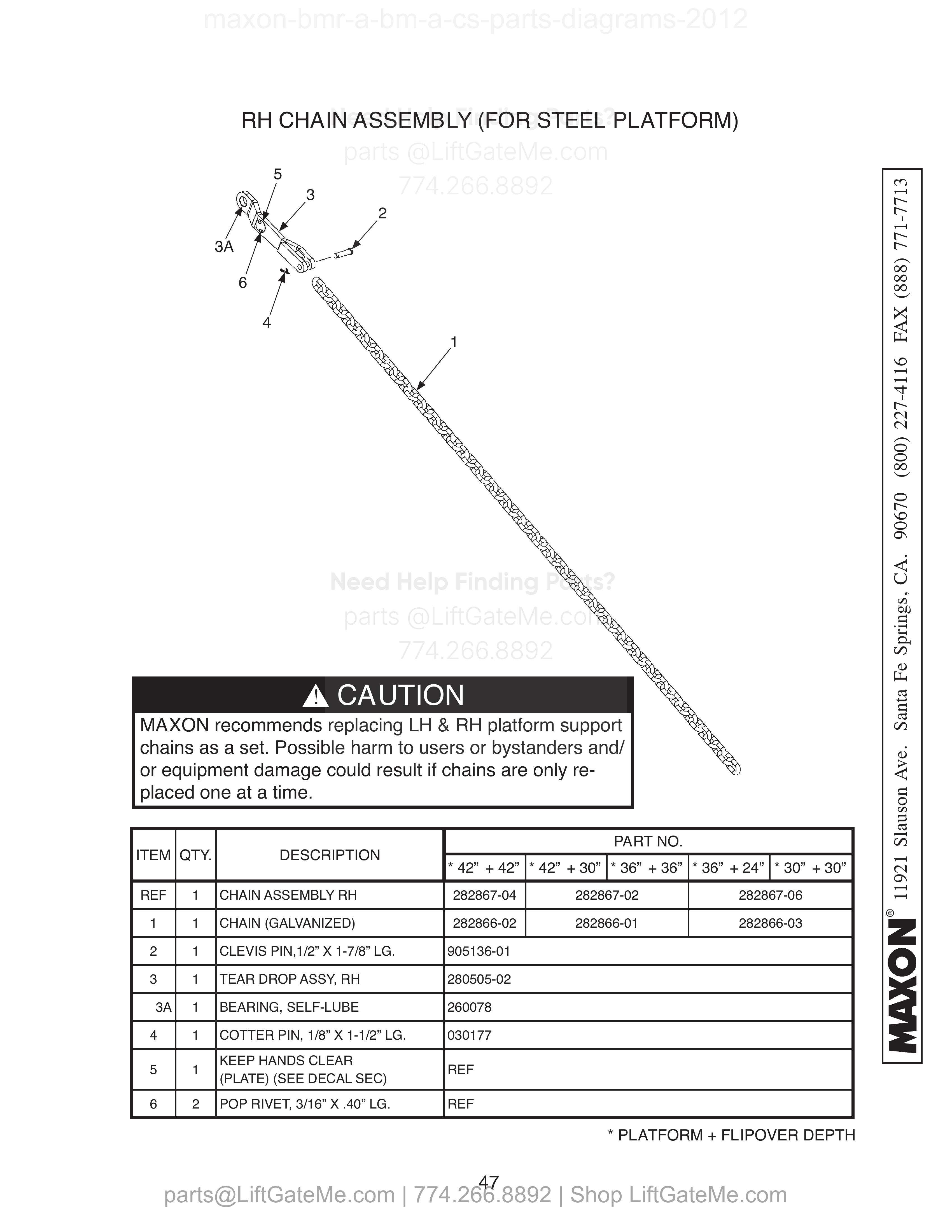 RH CHAIN ASSEMBLY (FOR STEEL PLATFORM) diagram