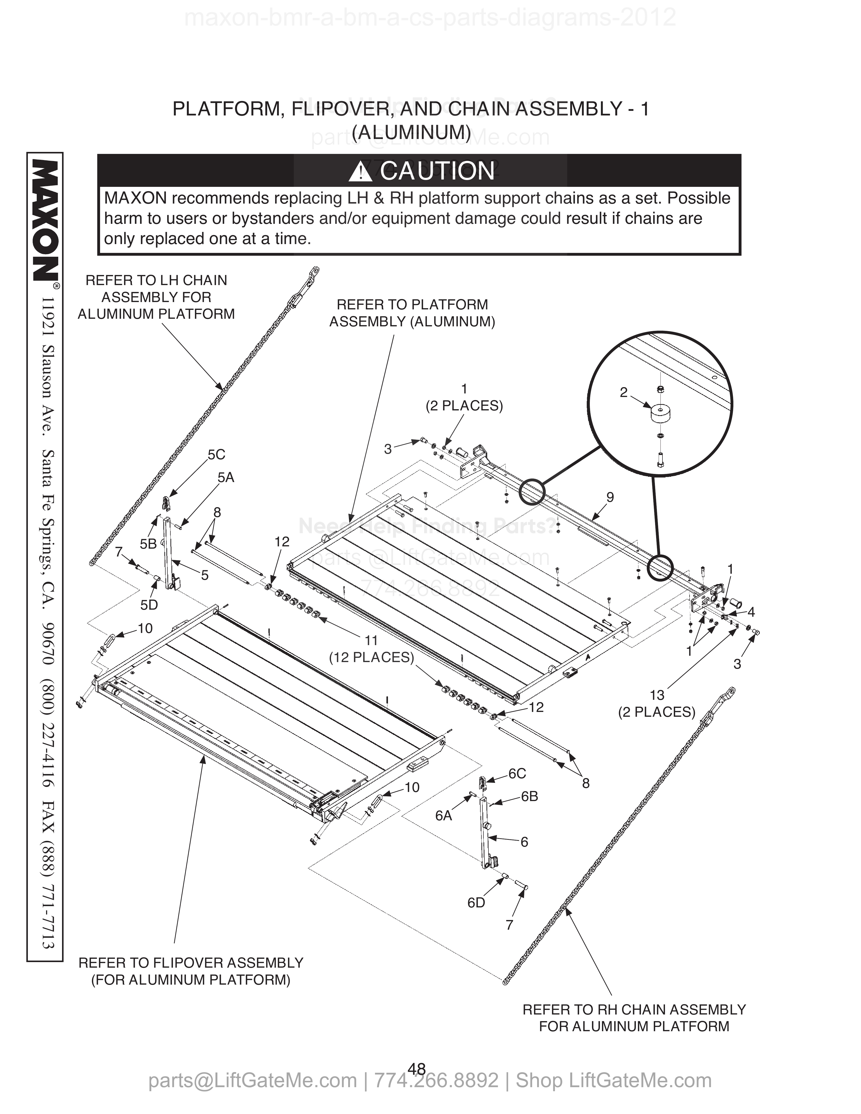 PLATFORM, FLIPOVER, AND CHAIN ASSEMBLY - 1 (ALUMINUM) diagram