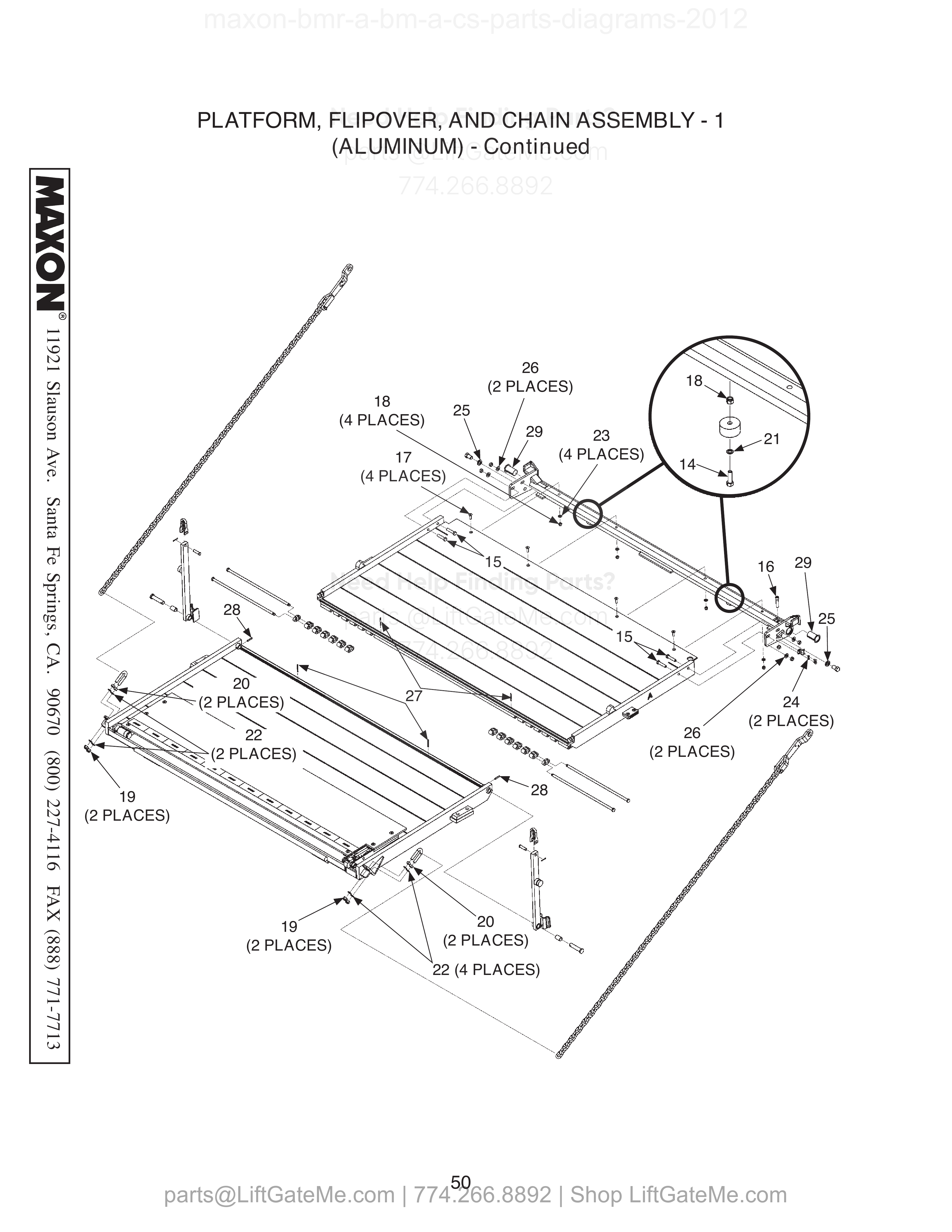 PLATFORM, FLIPOVER, AND CHAIN ASSEMBLY - 1 (ALUMINUM) - Continued diagram