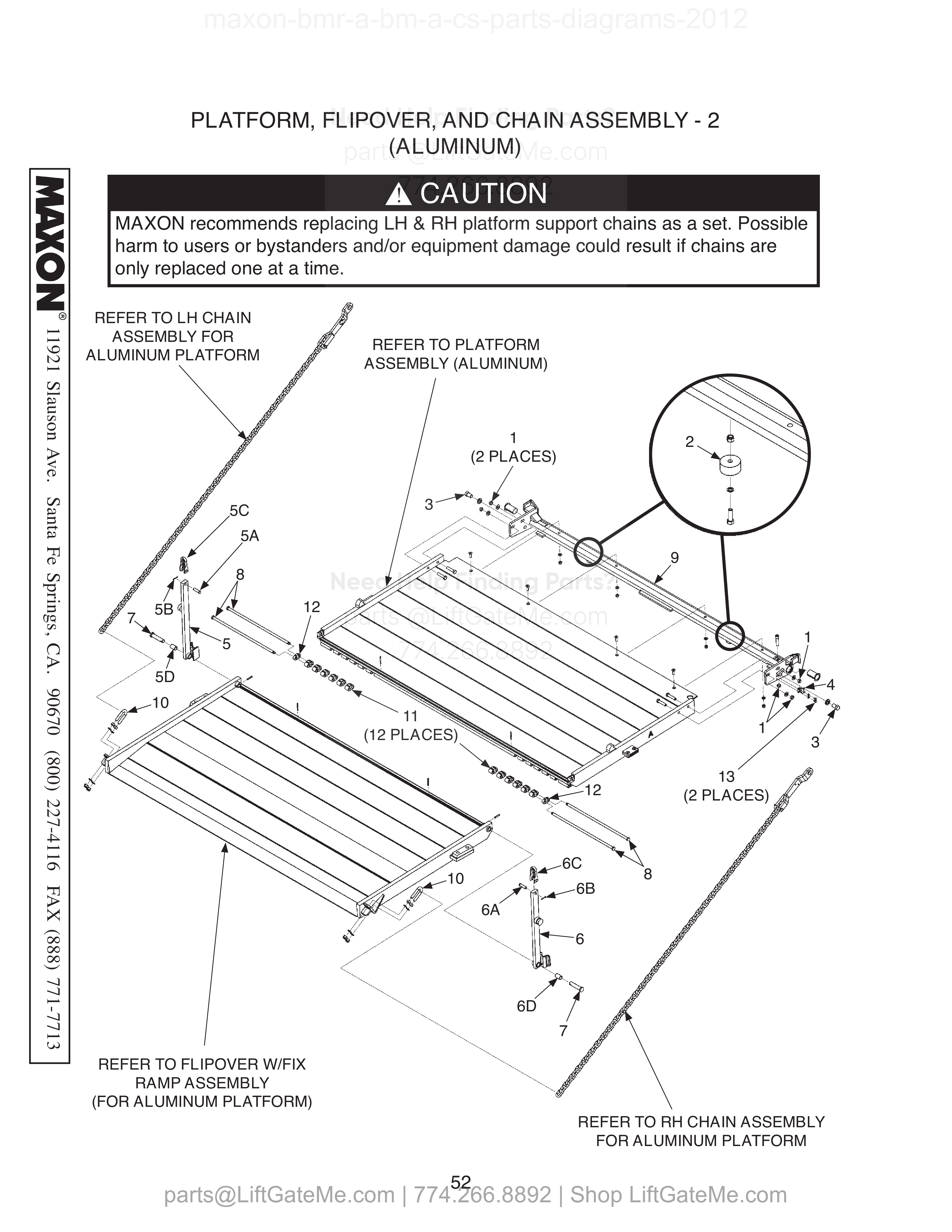 PLATFORM, FLIPOVER, AND CHAIN ASSEMBLY - 2 (ALUMINUM) diagram