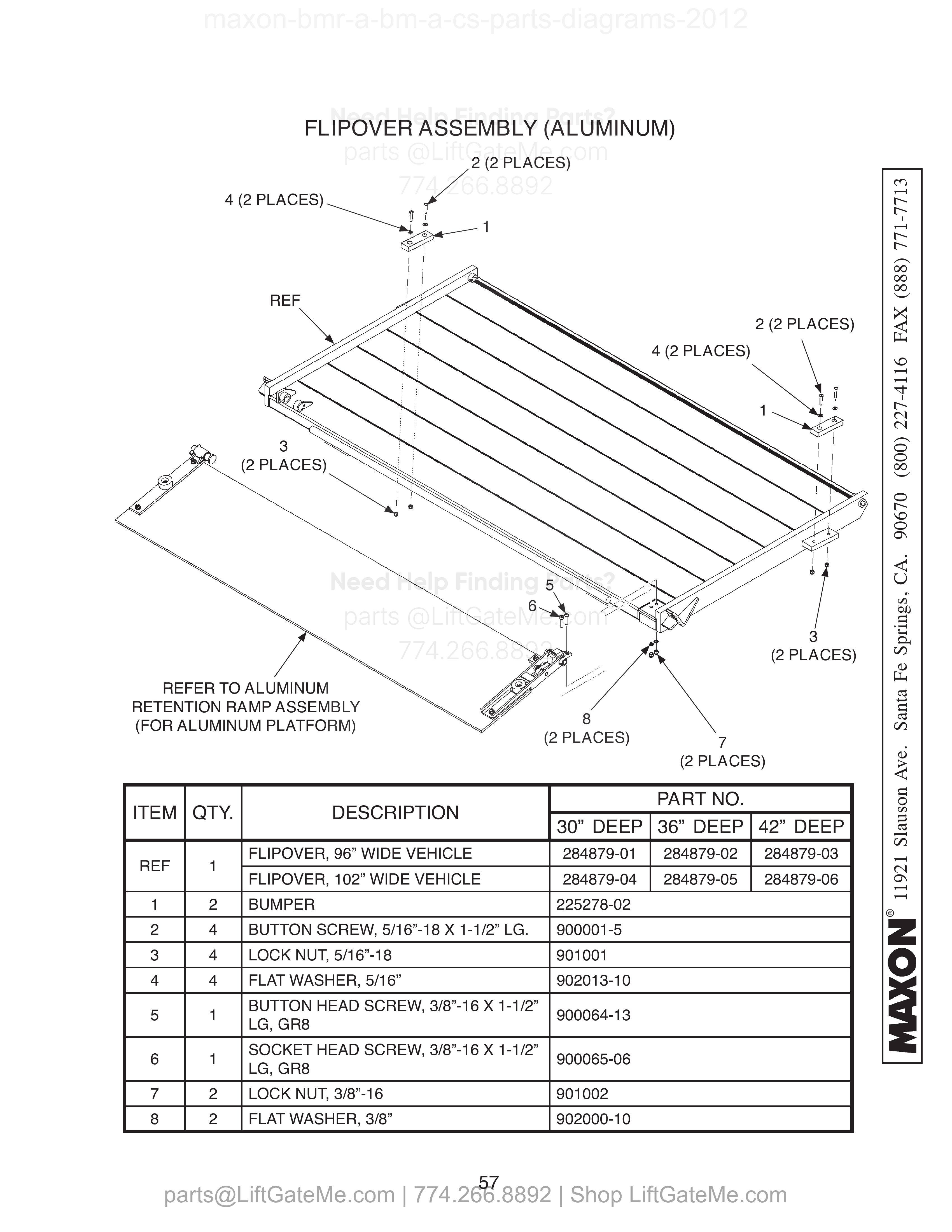 FLIPOVER ASSEMBLY (ALUMINUM) diagram