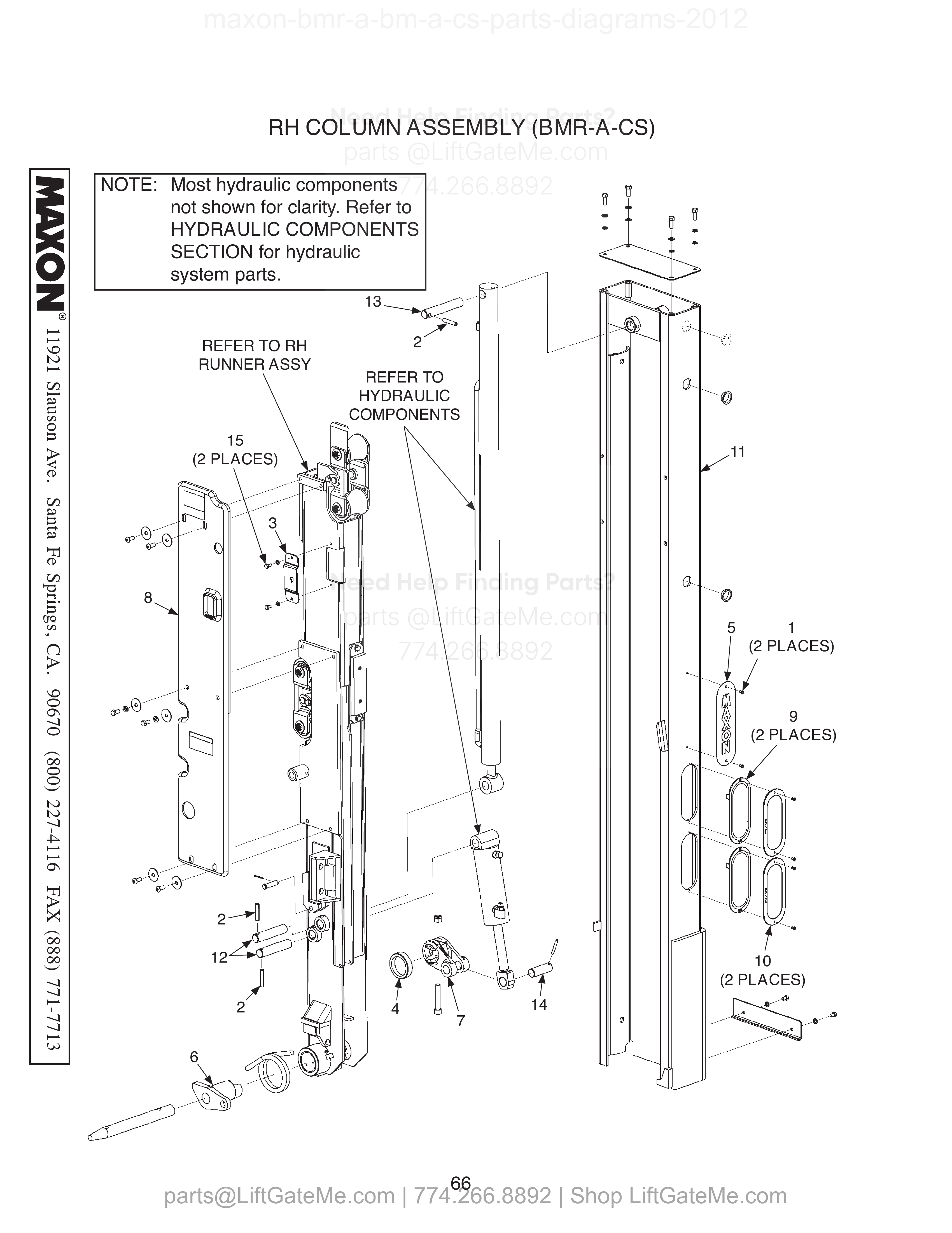 RH COLUMN ASSEMBLY (BMR-A-CS) diagram