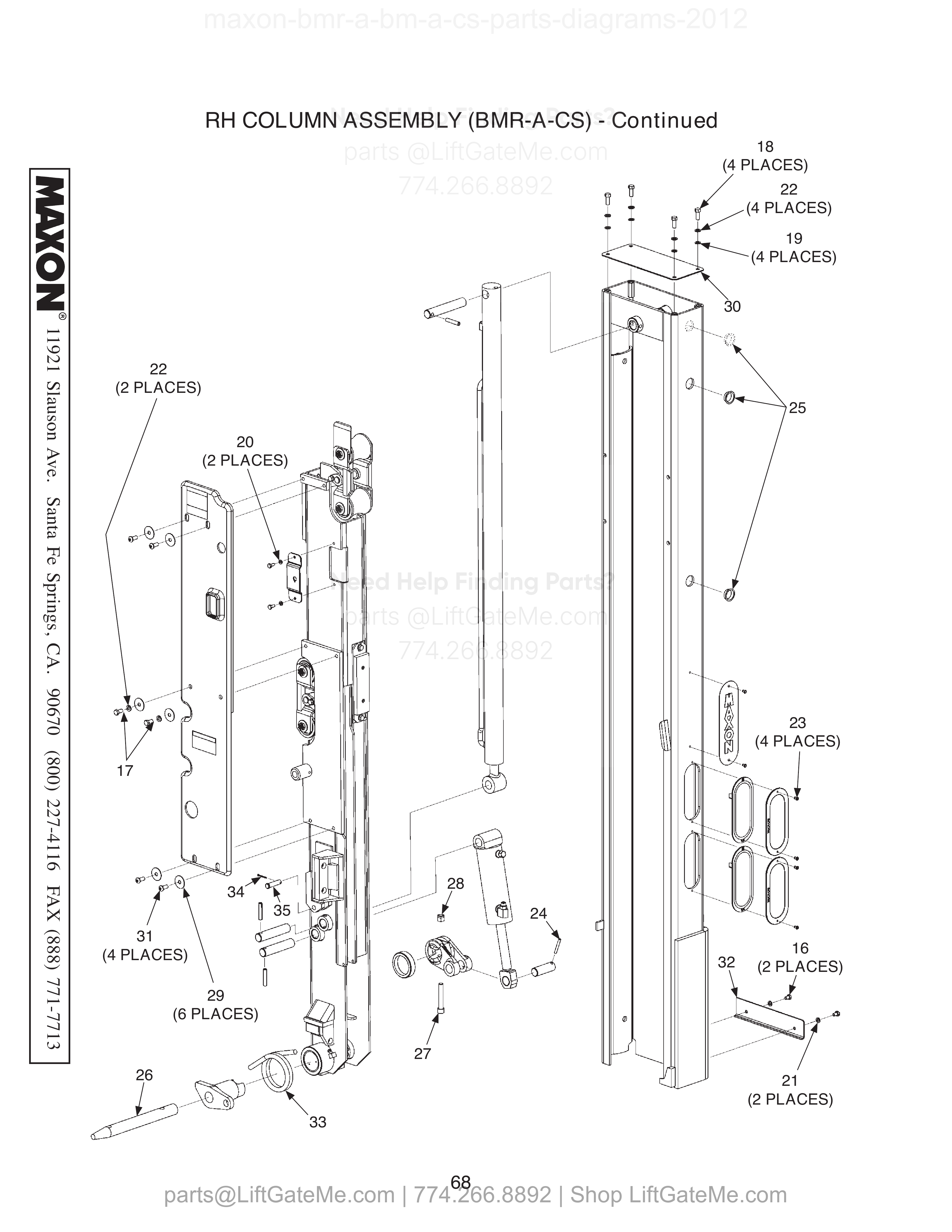 RH COLUMN ASSEMBLY (BMR-A-CS) - Continued diagram