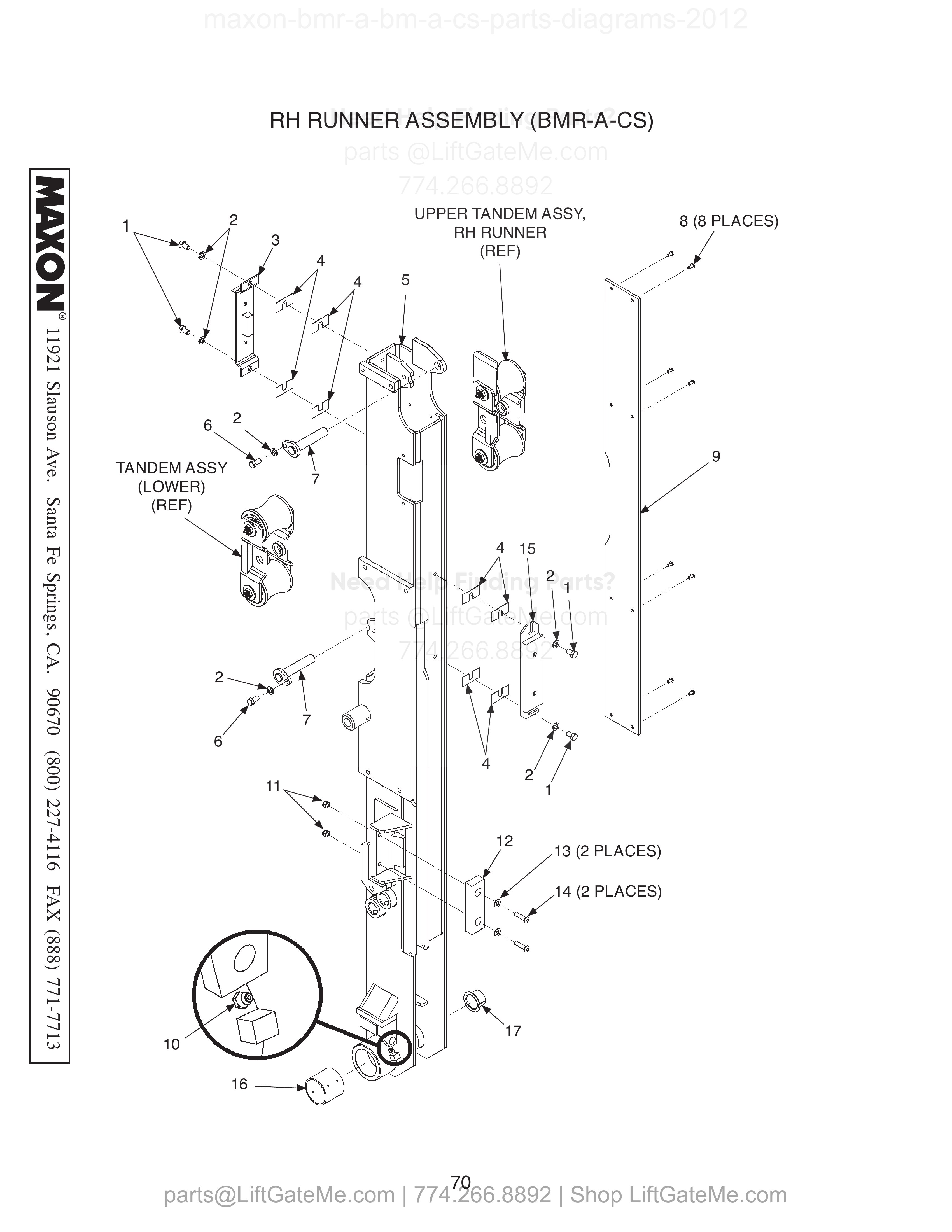 RH RUNNER ASSEMBLY (BMR-A-CS) diagram