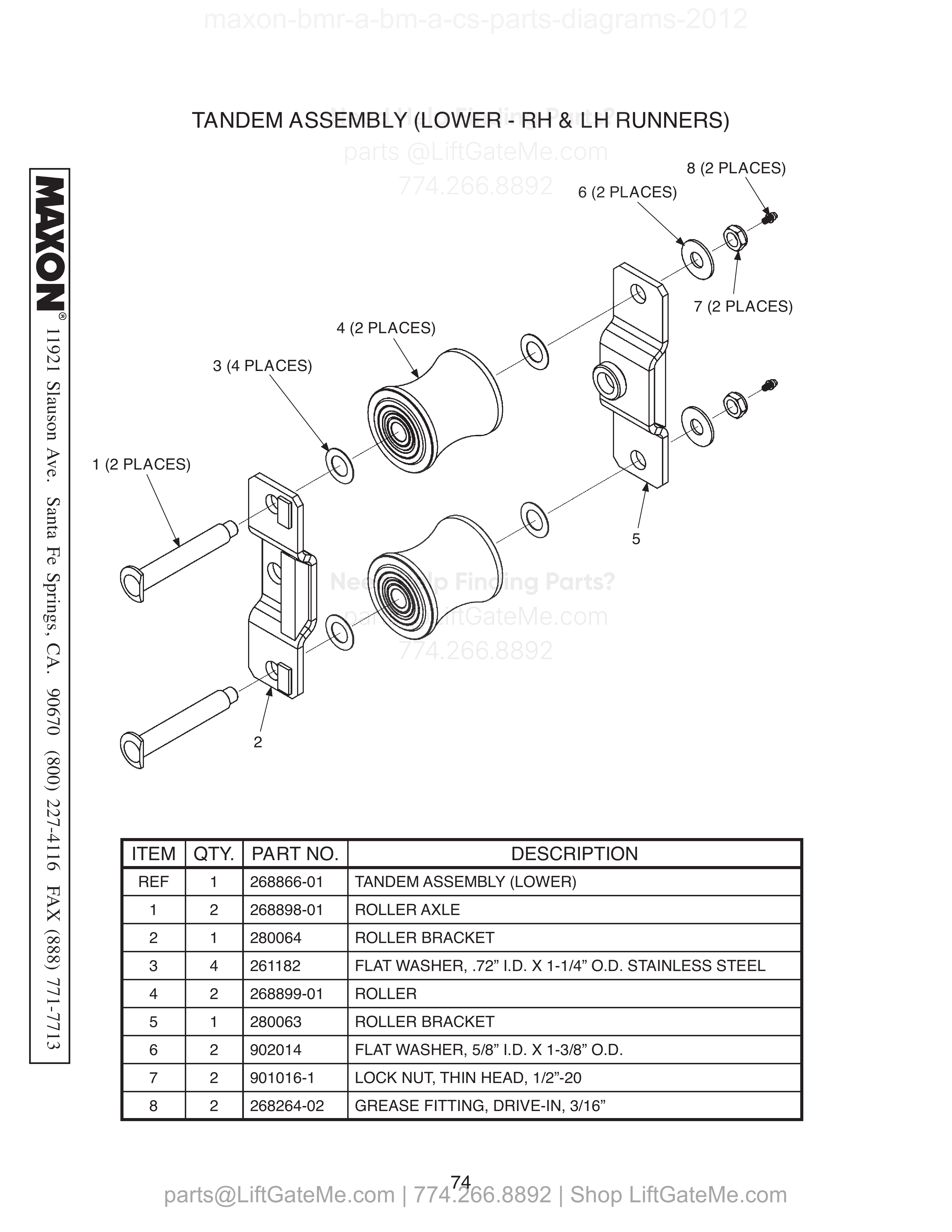 TANDEM ASSEMBLY (LOWER - RH & LH RUNNERS) diagram