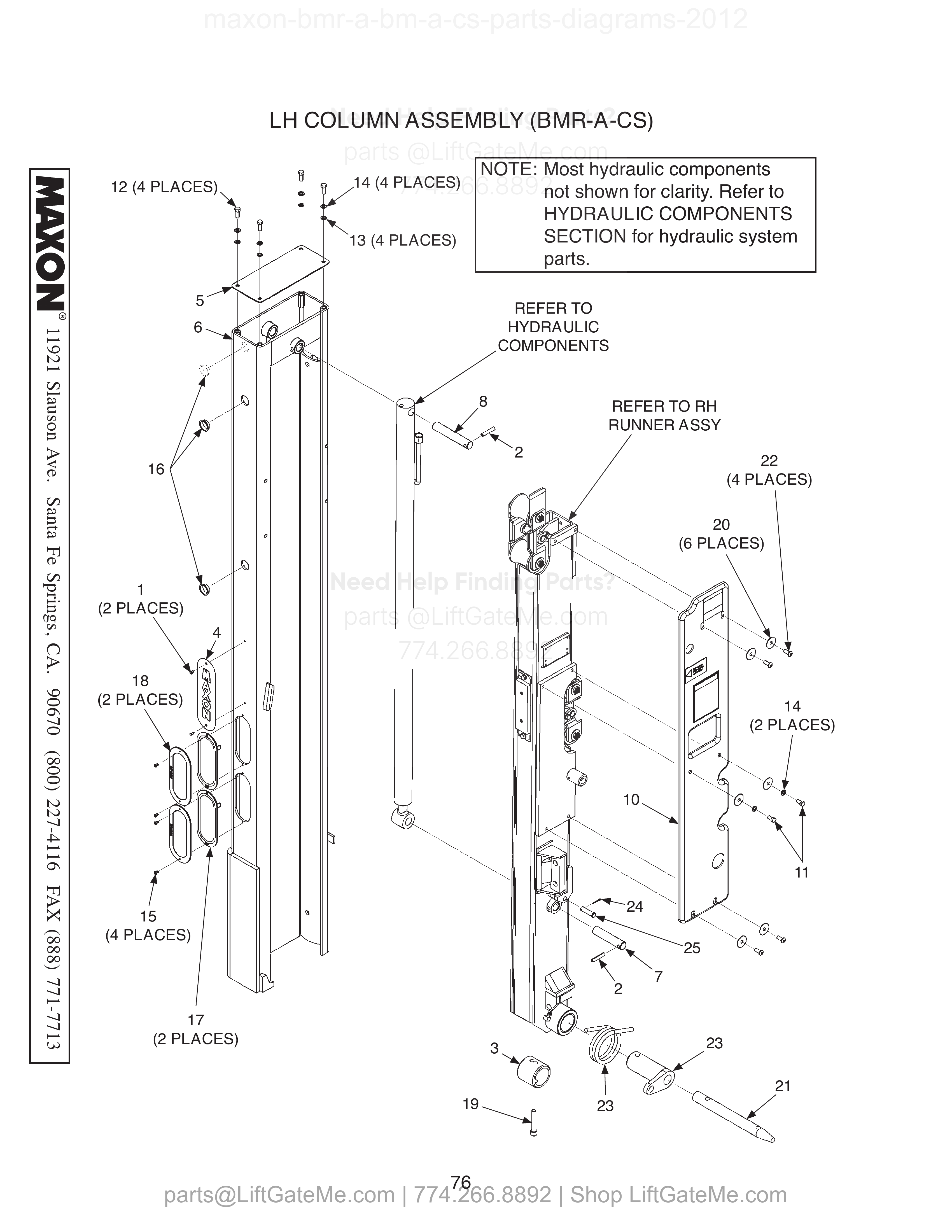 LH COLUMN ASSEMBLY (BMR-A-CS) diagram