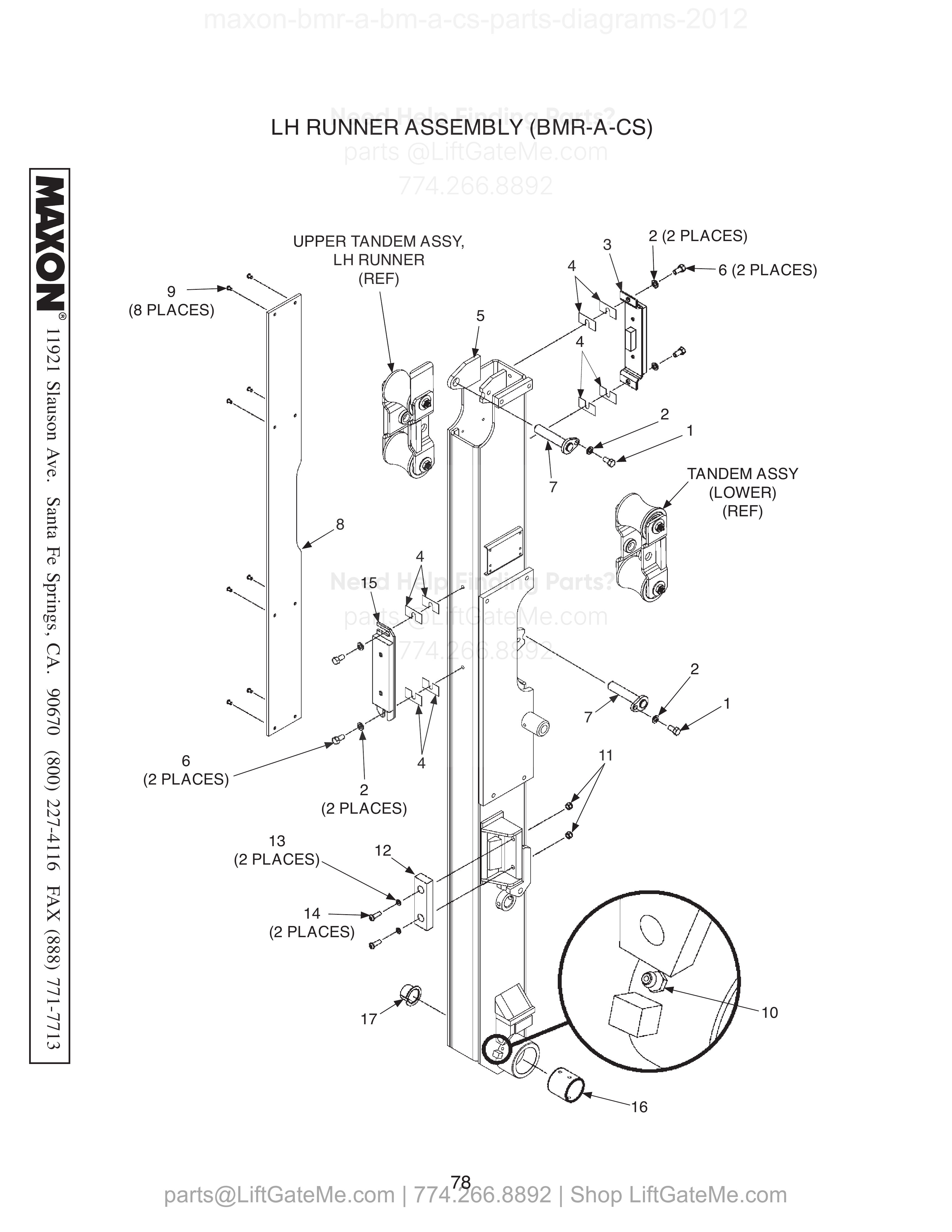 LH RUNNER ASSEMBLY (BMR-A-CS) diagram