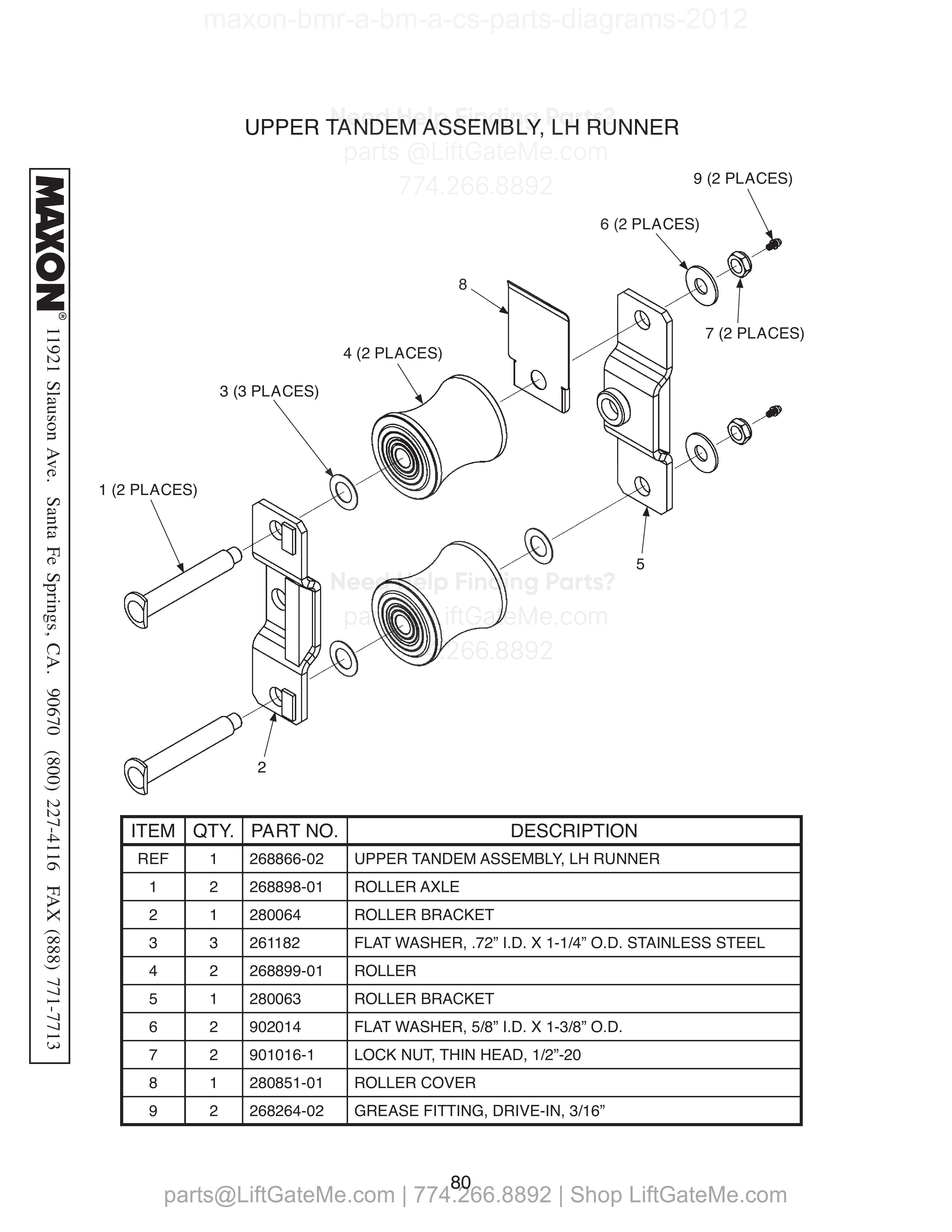 UPPER TANDEM ASSEMBLY, LH RUNNER diagram