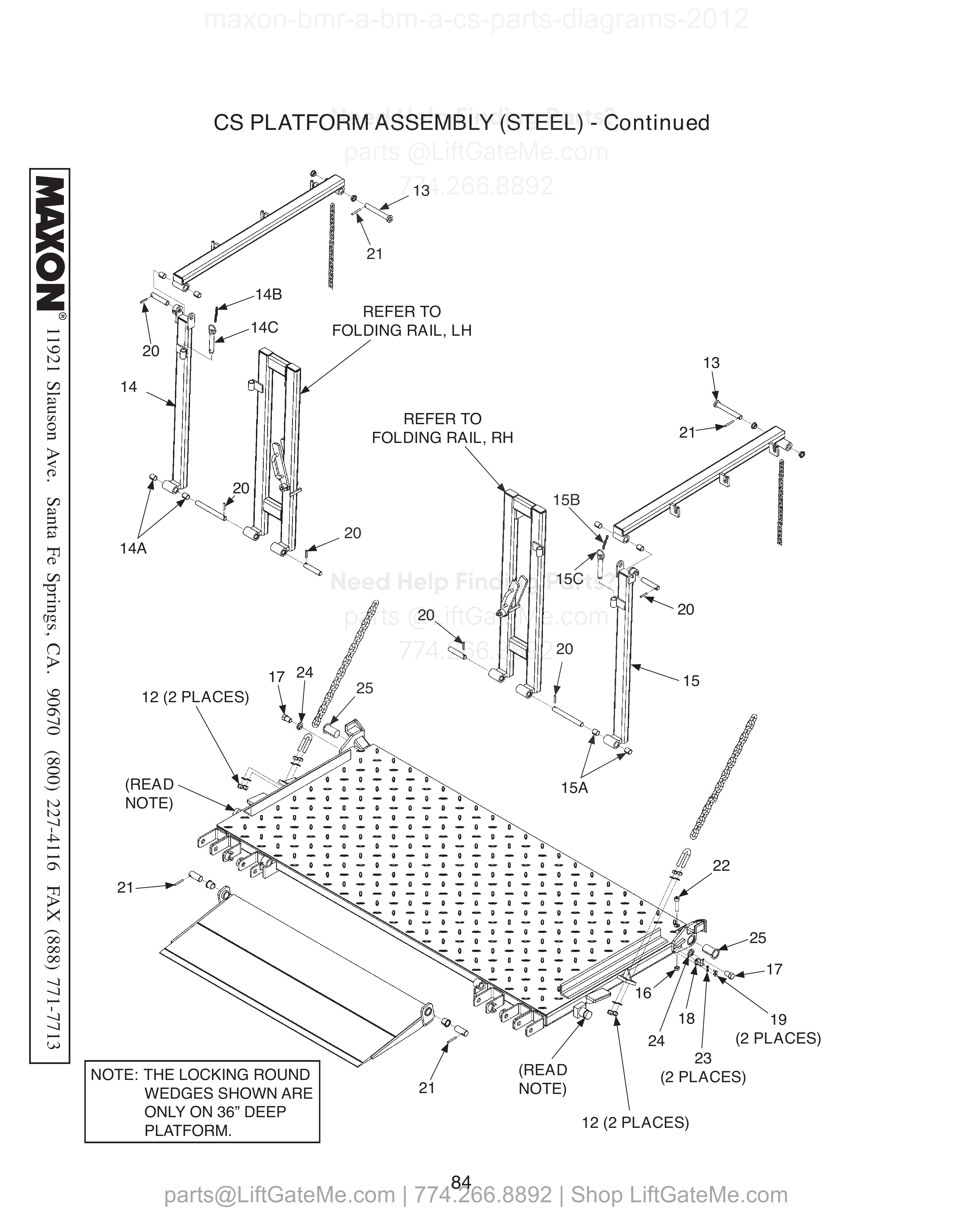 CS PLATFORM ASSEMBLY (STEEL) - Continued diagram