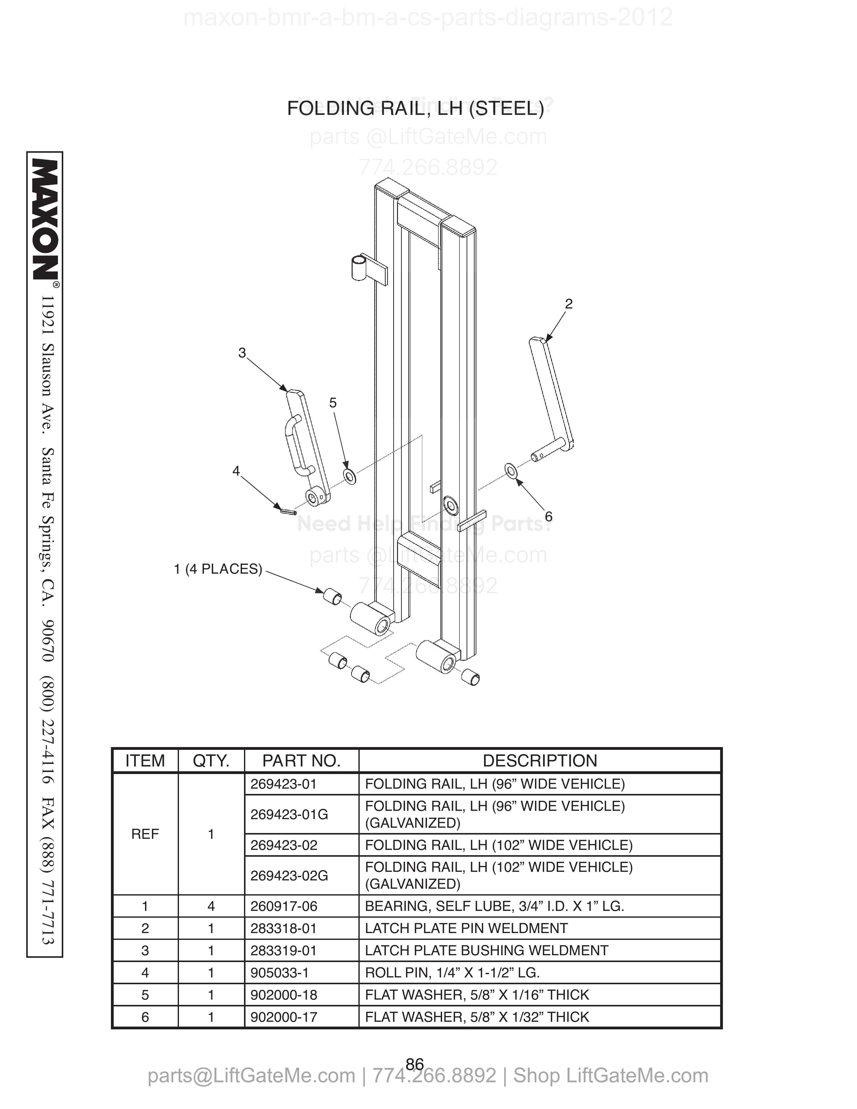 FOLDING RAIL, LH (STEEL) diagram