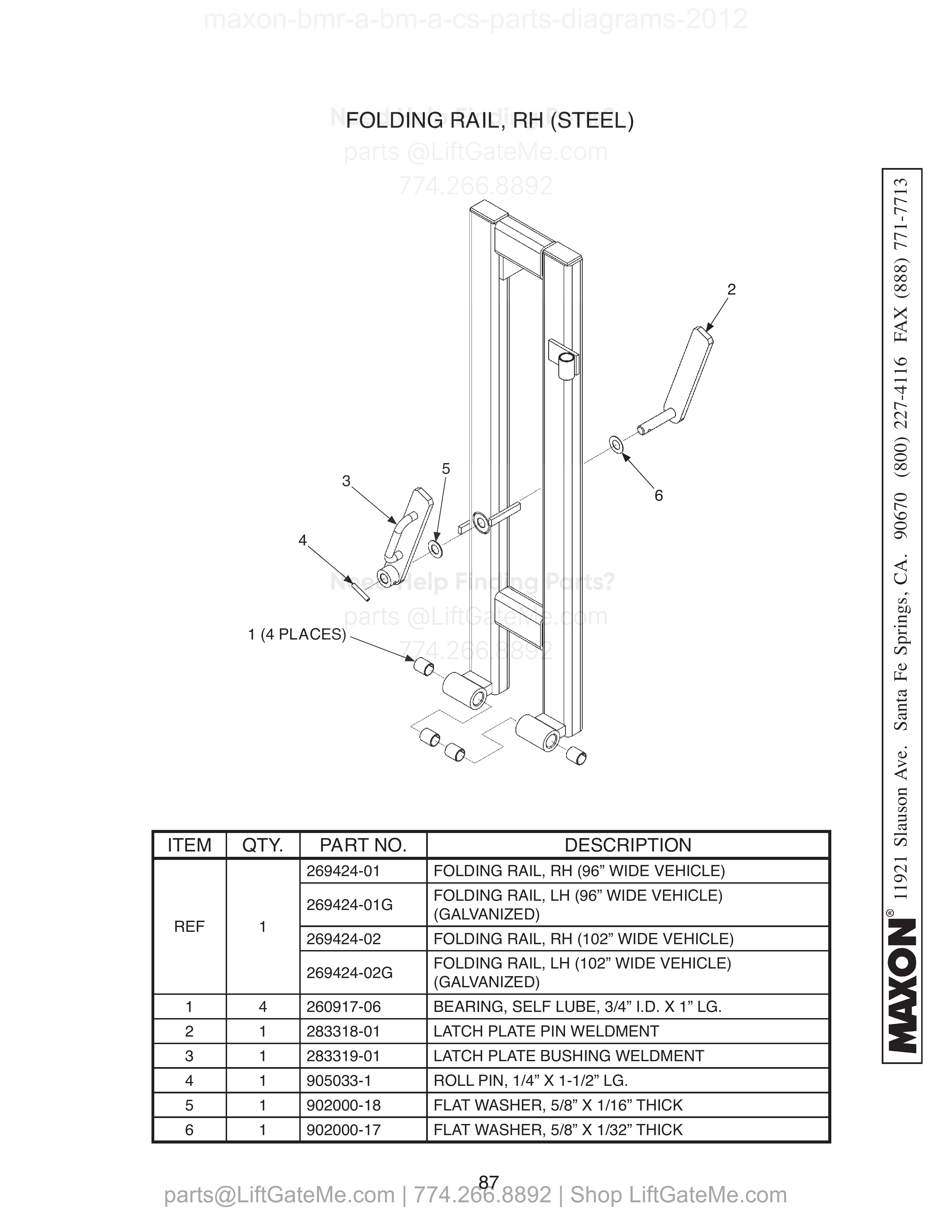 FOLDING RAIL, RH (STEEL) diagram