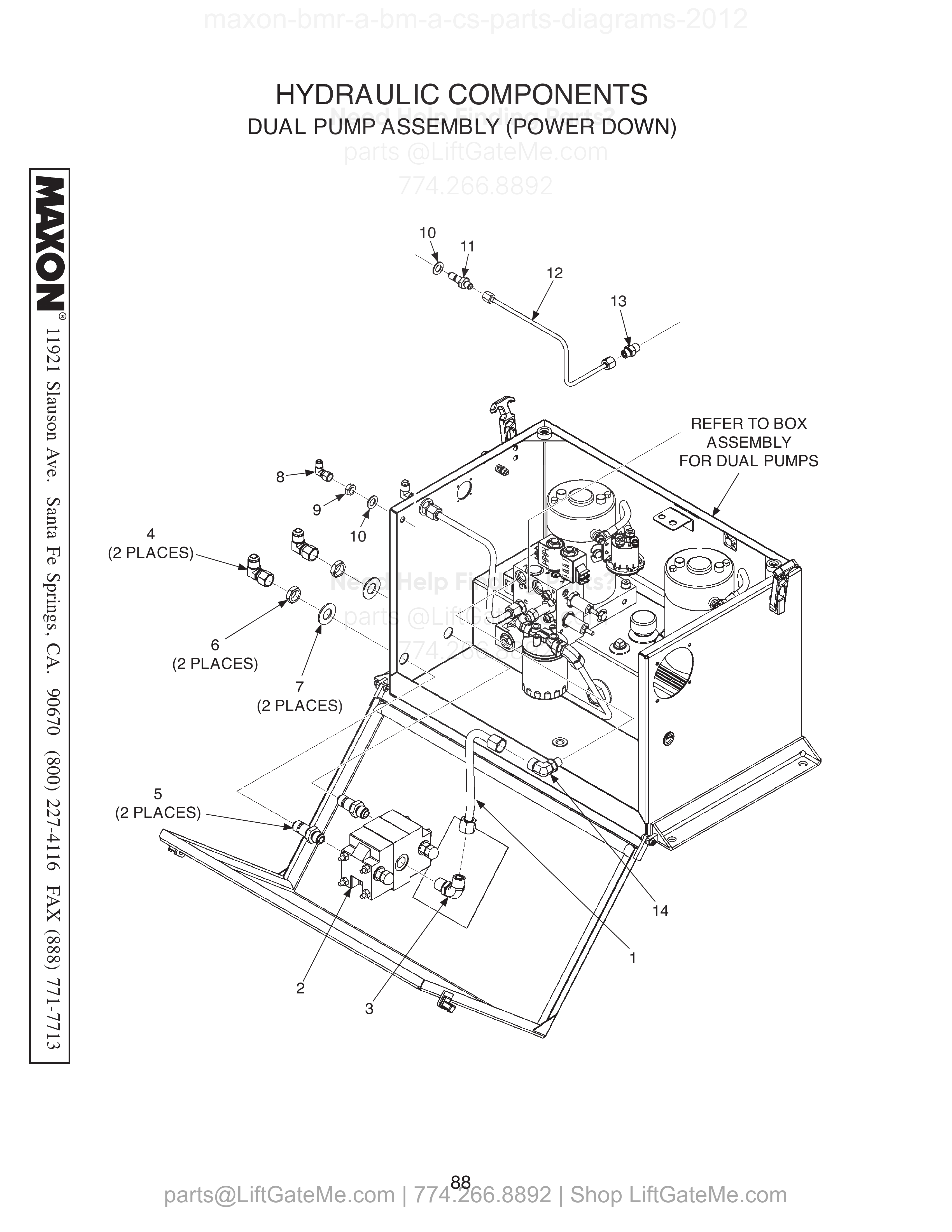 HYDRAULIC COMPONENTS - DUAL PUMP ASSEMBLY (POWER DOWN) diagram