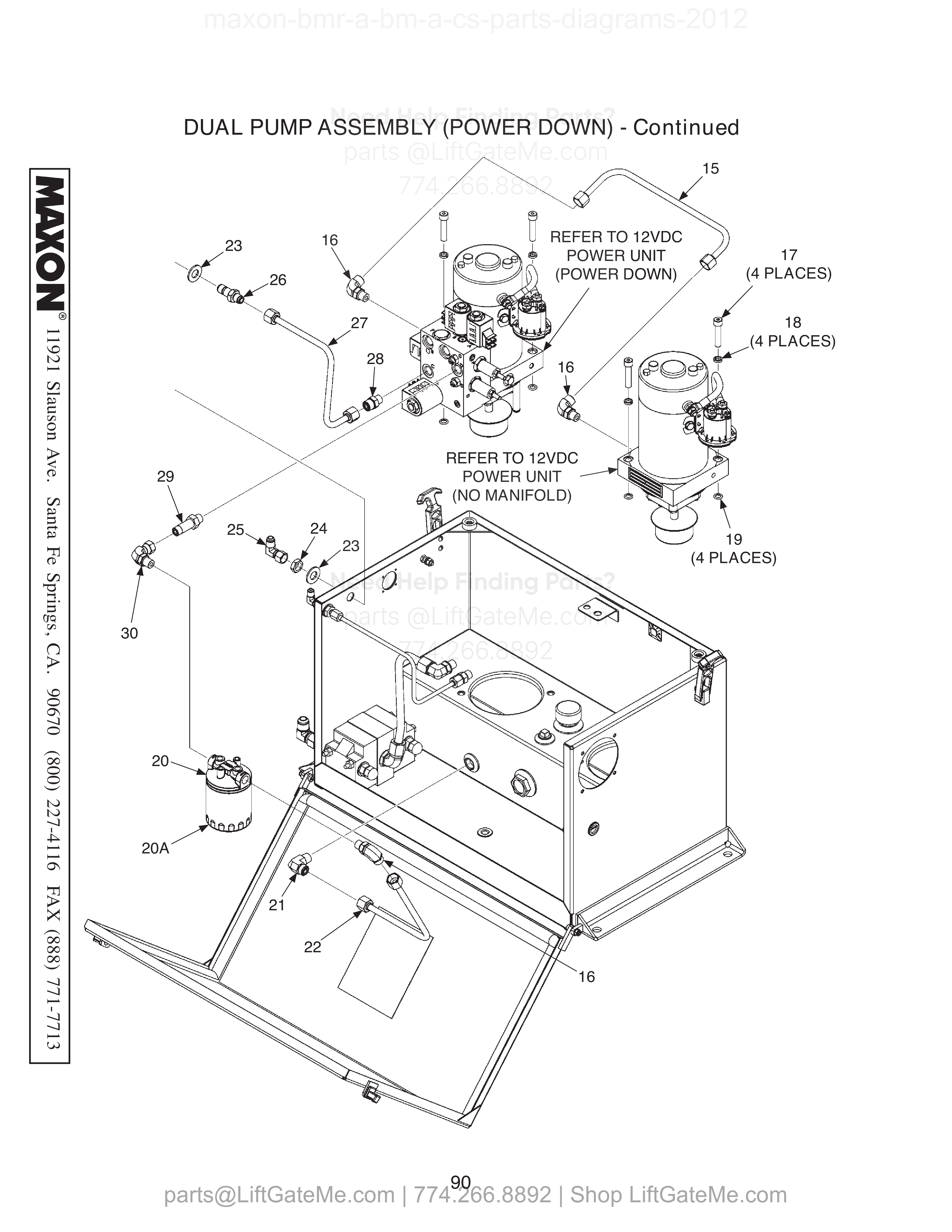 DUAL PUMP ASSEMBLY (POWER DOWN) - Continued diagram
