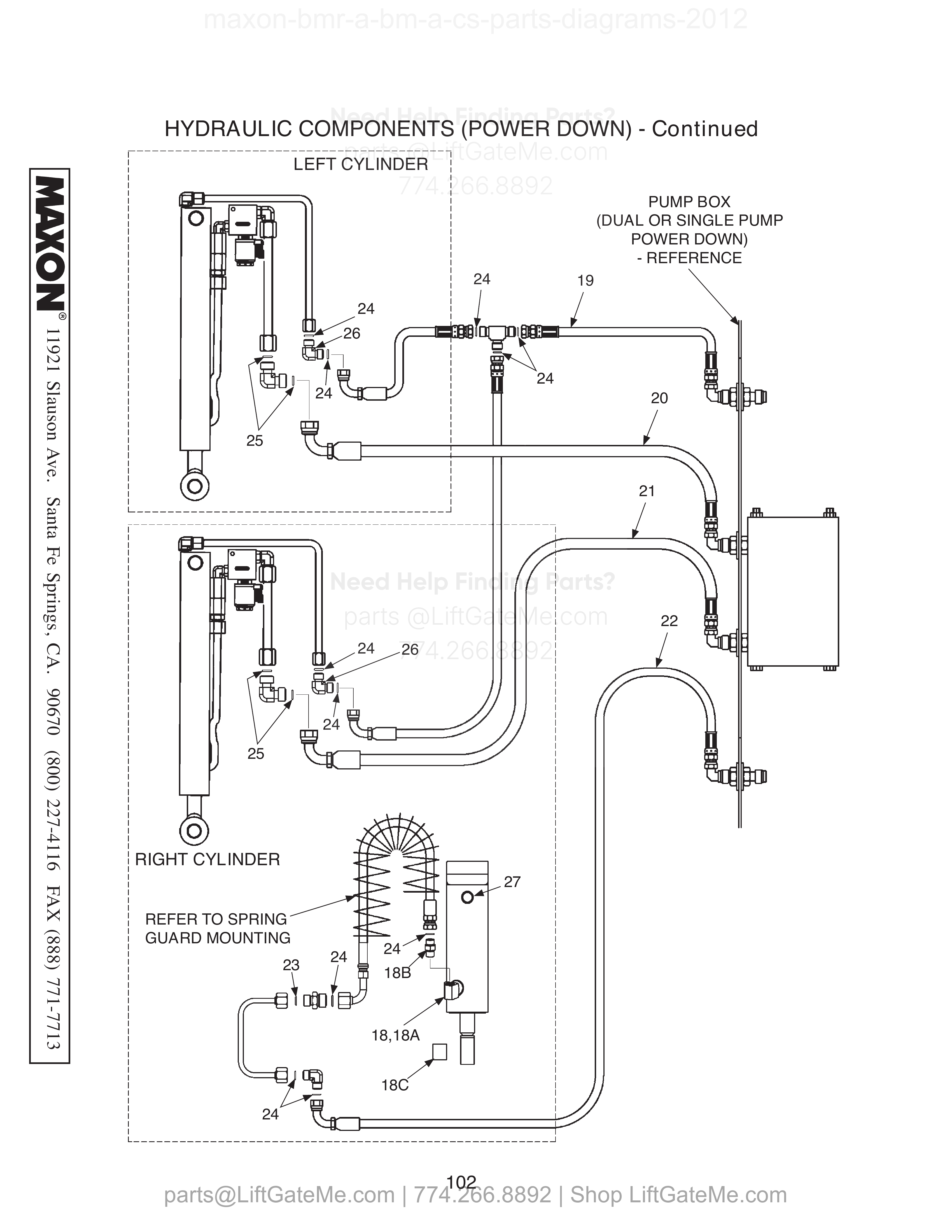 HYDRAULIC COMPONENTS (POWER DOWN) - Continued diagram