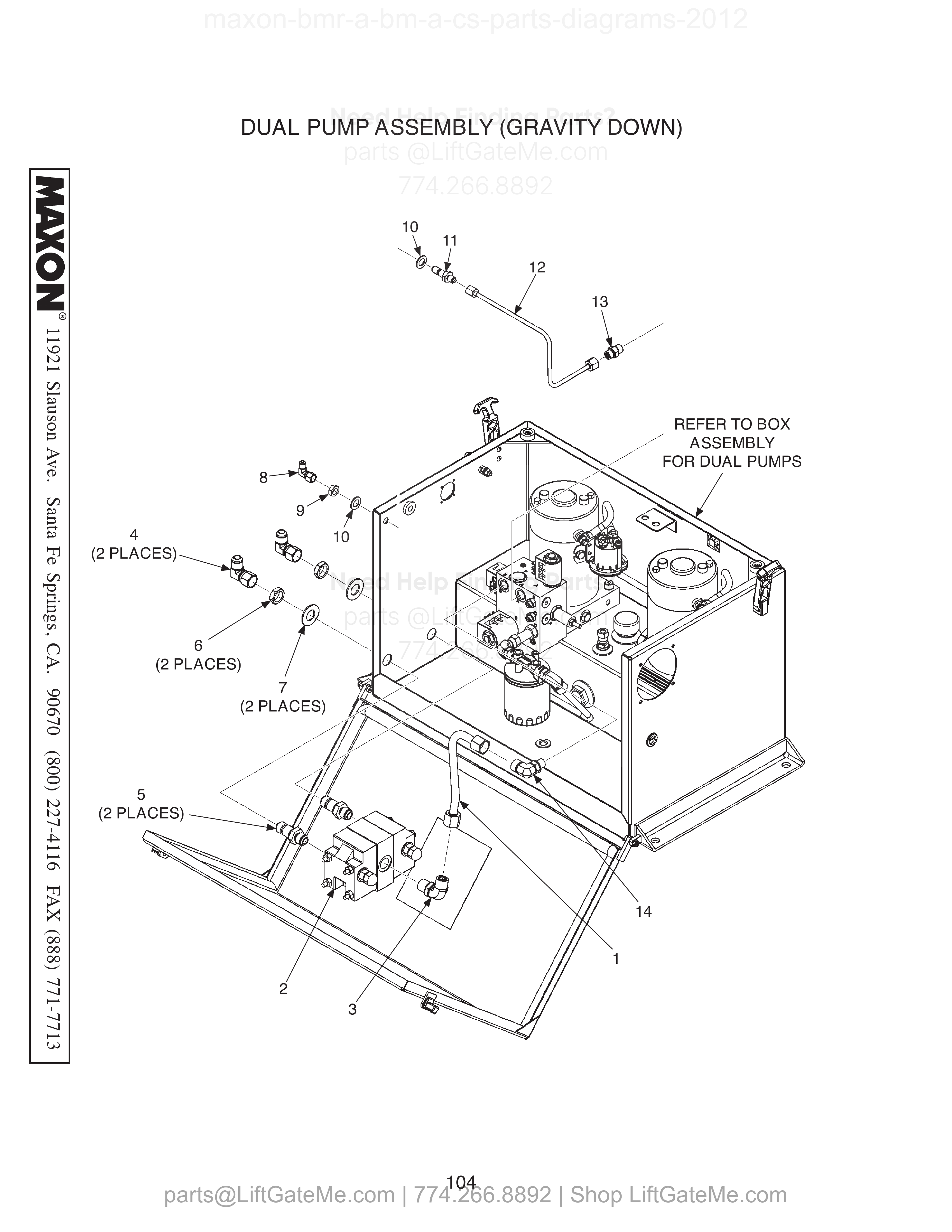 DUAL PUMP ASSEMBLY (GRAVITY DOWN) diagram