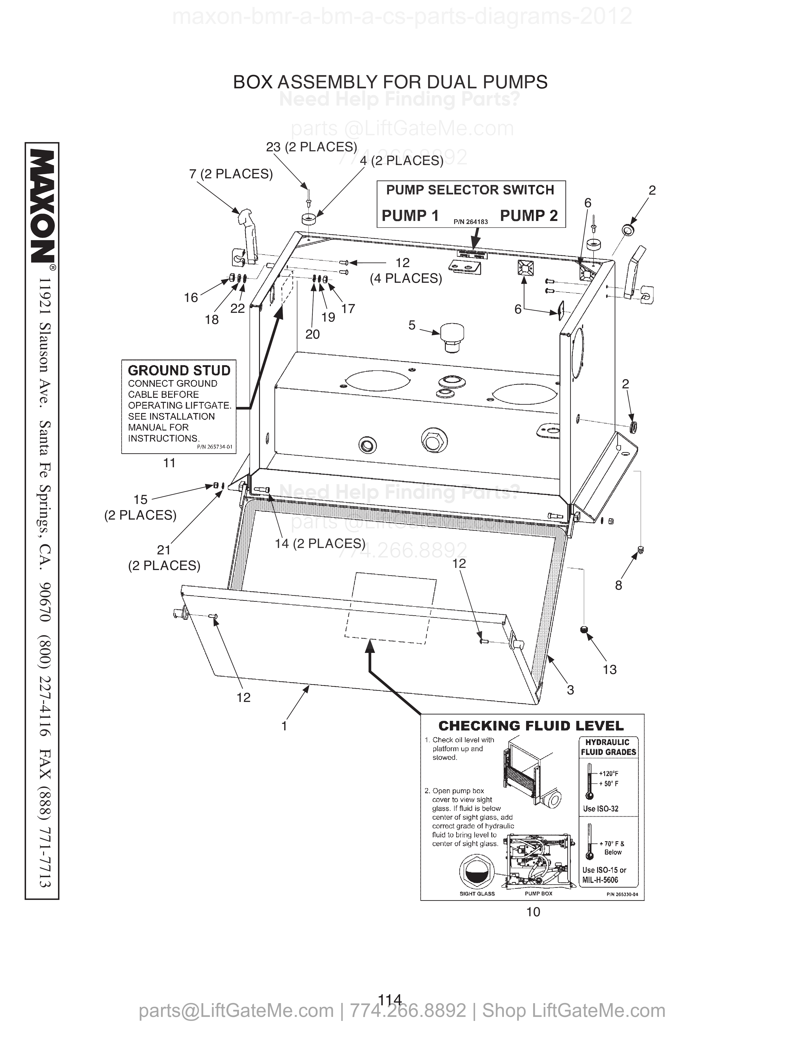 BOX ASSEMBLY FOR DUAL PUMPS diagram
