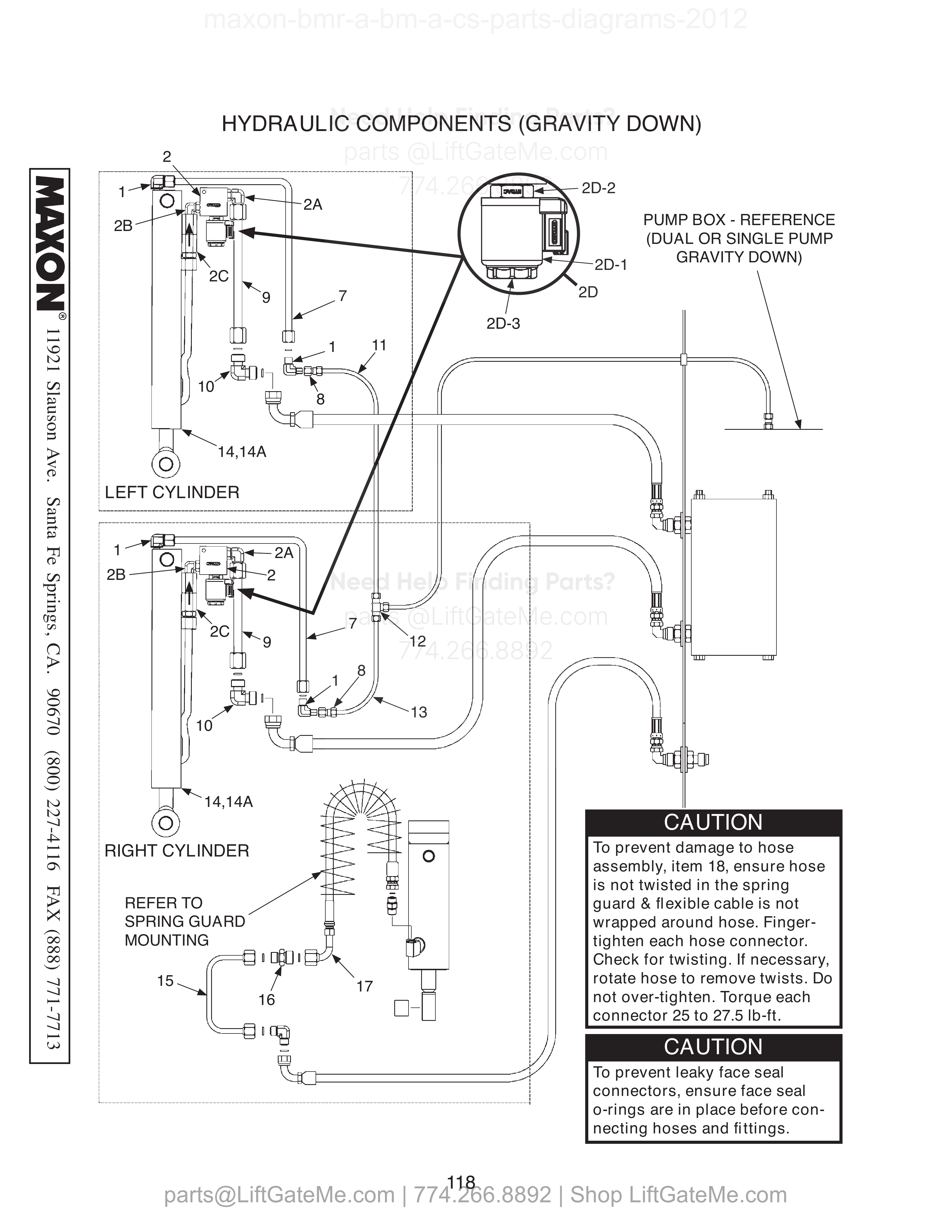 HYDRAULIC COMPONENTS (GRAVITY DOWN) diagram