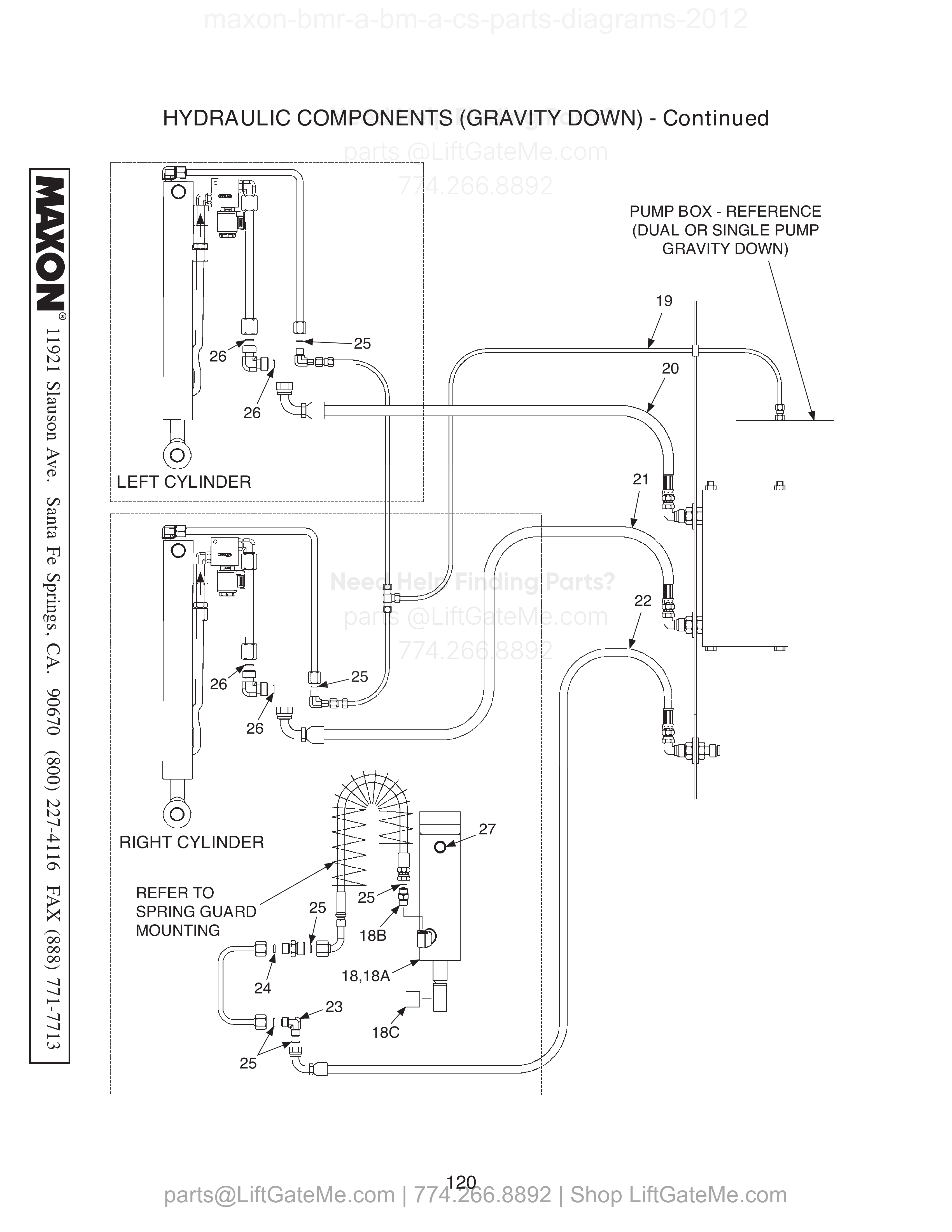 HYDRAULIC COMPONENTS (GRAVITY DOWN) - Continued diagram