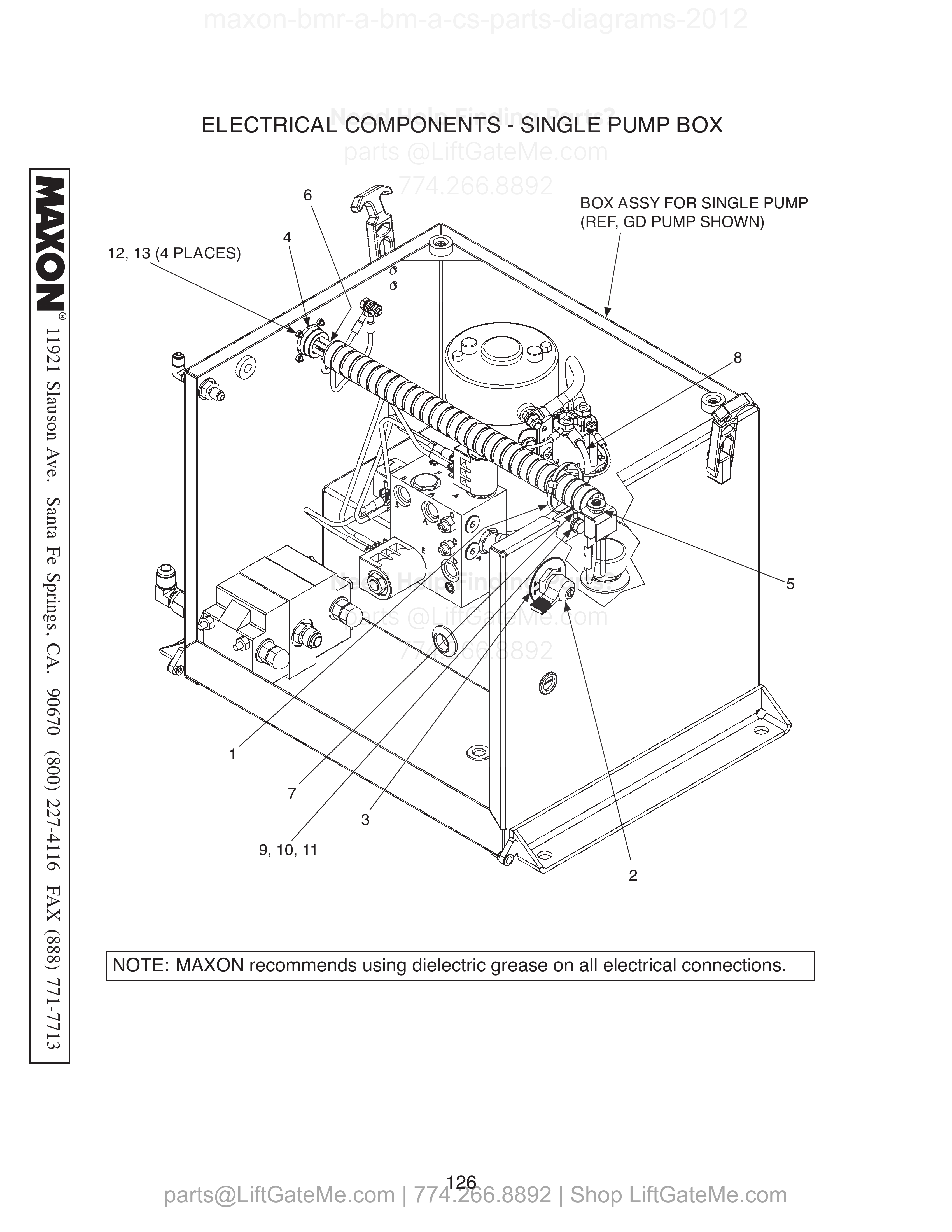 ELECTRICAL COMPONENTS - SINGLE PUMP BOX diagram
