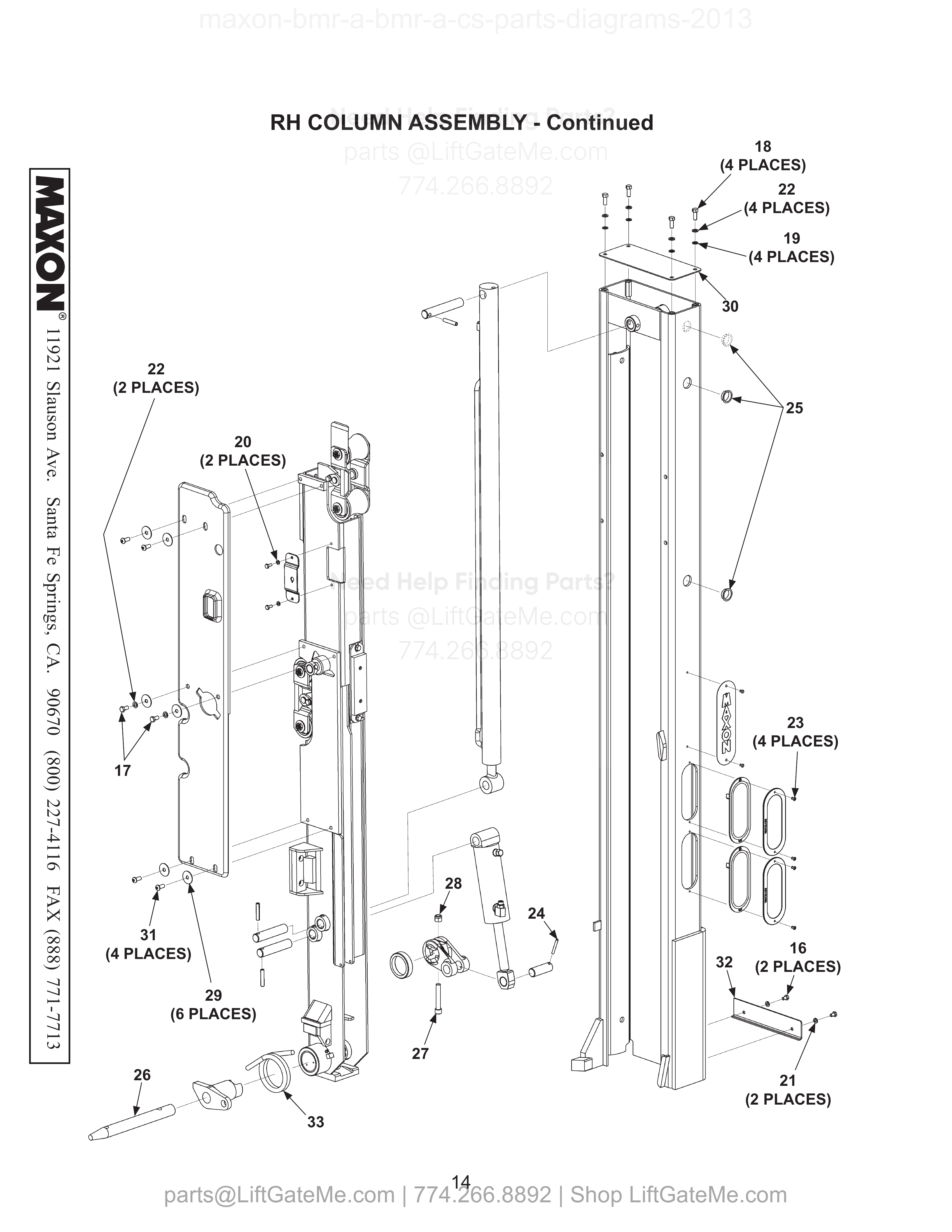RH COLUMN ASSEMBLY - Continued diagram