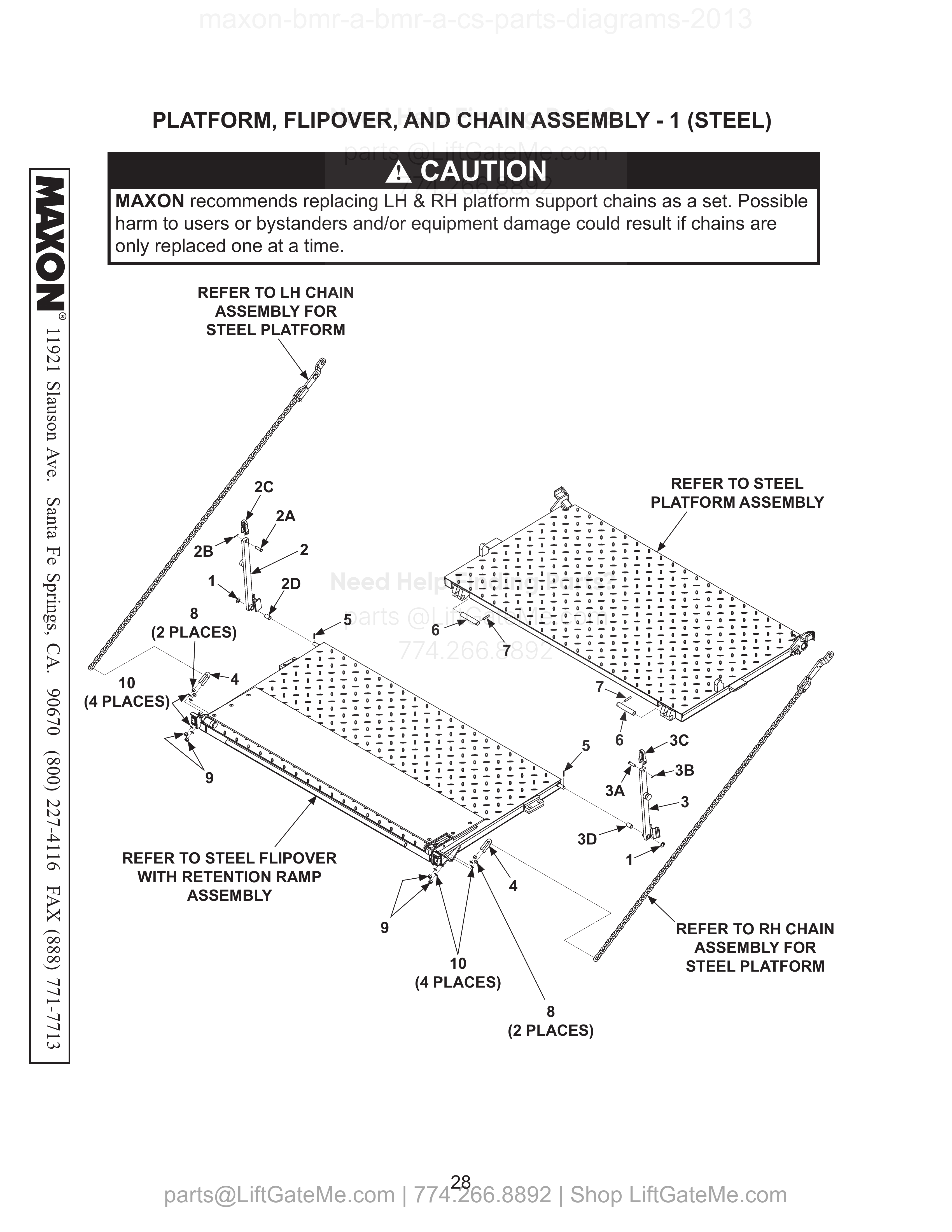 PLATFORM, FLIPOVER, AND CHAIN ASSEMBLY - 1 (STEEL) diagram