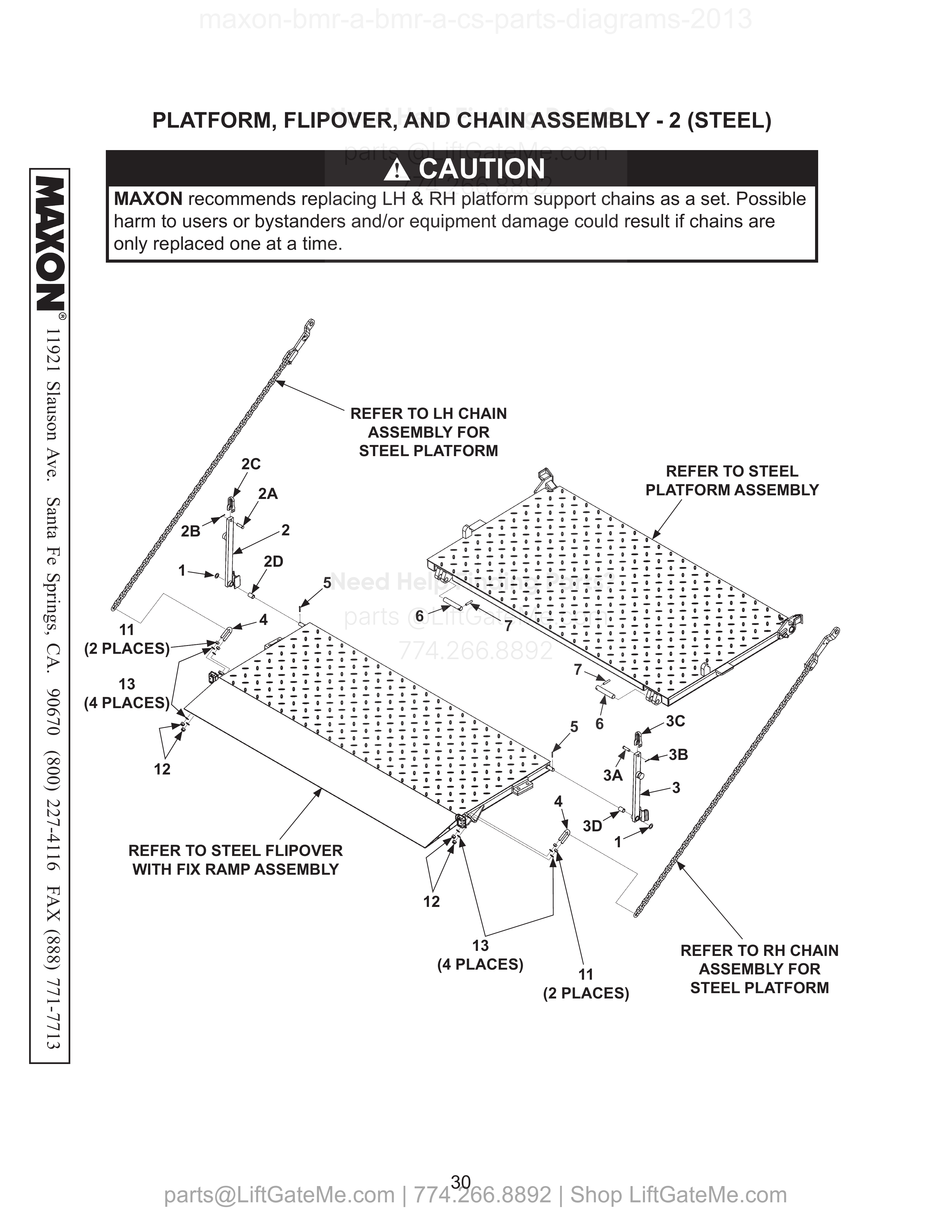 PLATFORM, FLIPOVER, AND CHAIN ASSEMBLY - 2 (STEEL) diagram