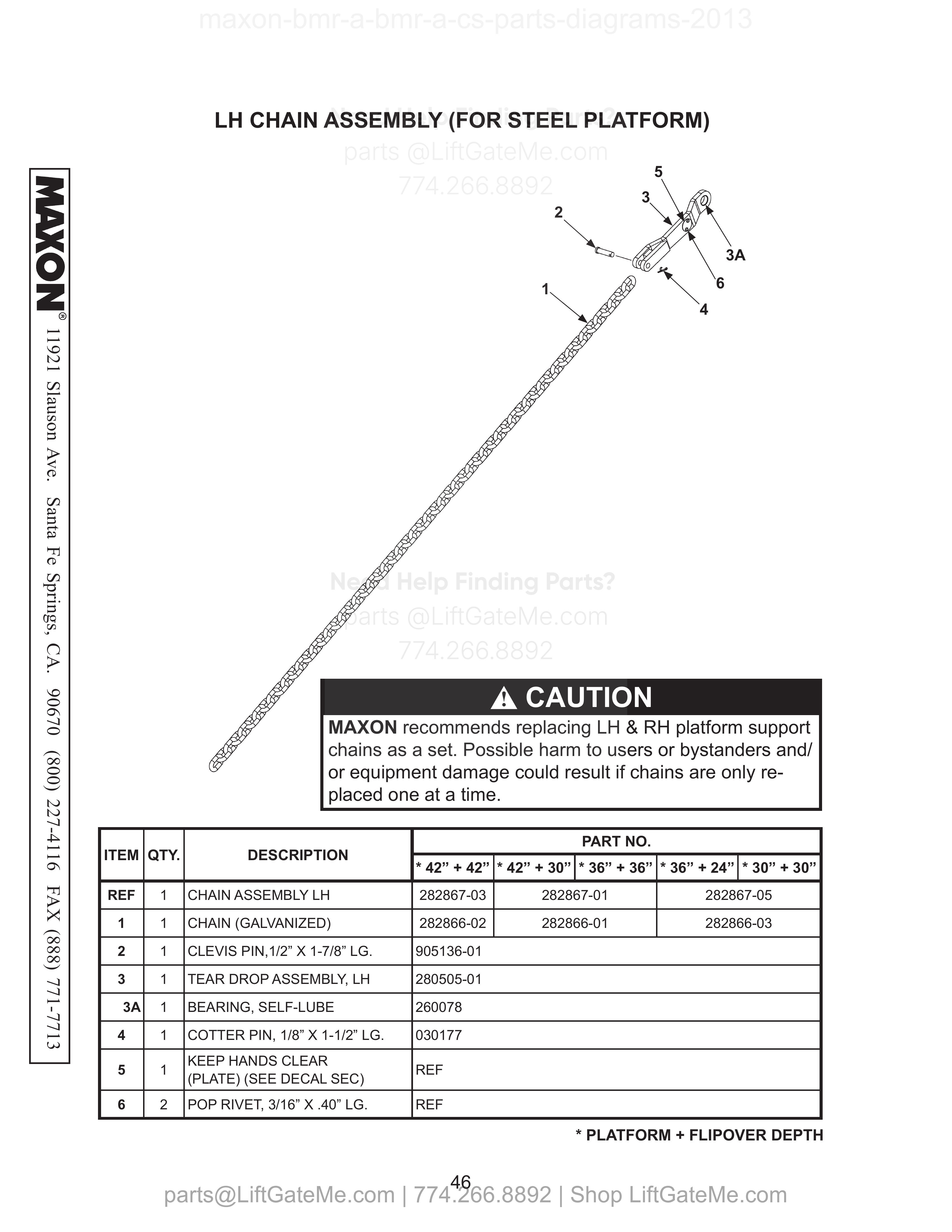 LH CHAIN ASSEMBLY (FOR STEEL PLATFORM) diagram