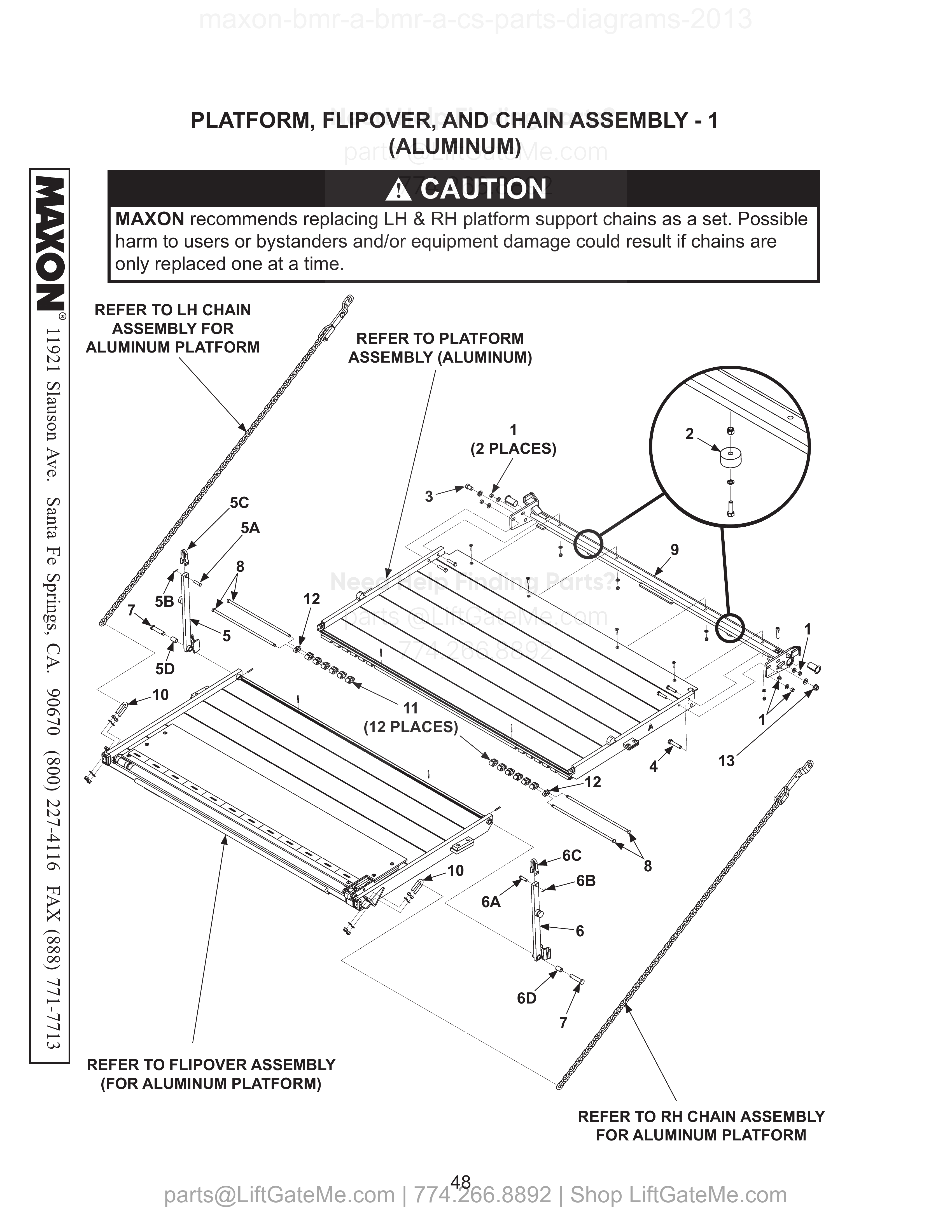 PLATFORM, FLIPOVER, AND CHAIN ASSEMBLY - 1 (ALUMINUM) diagram