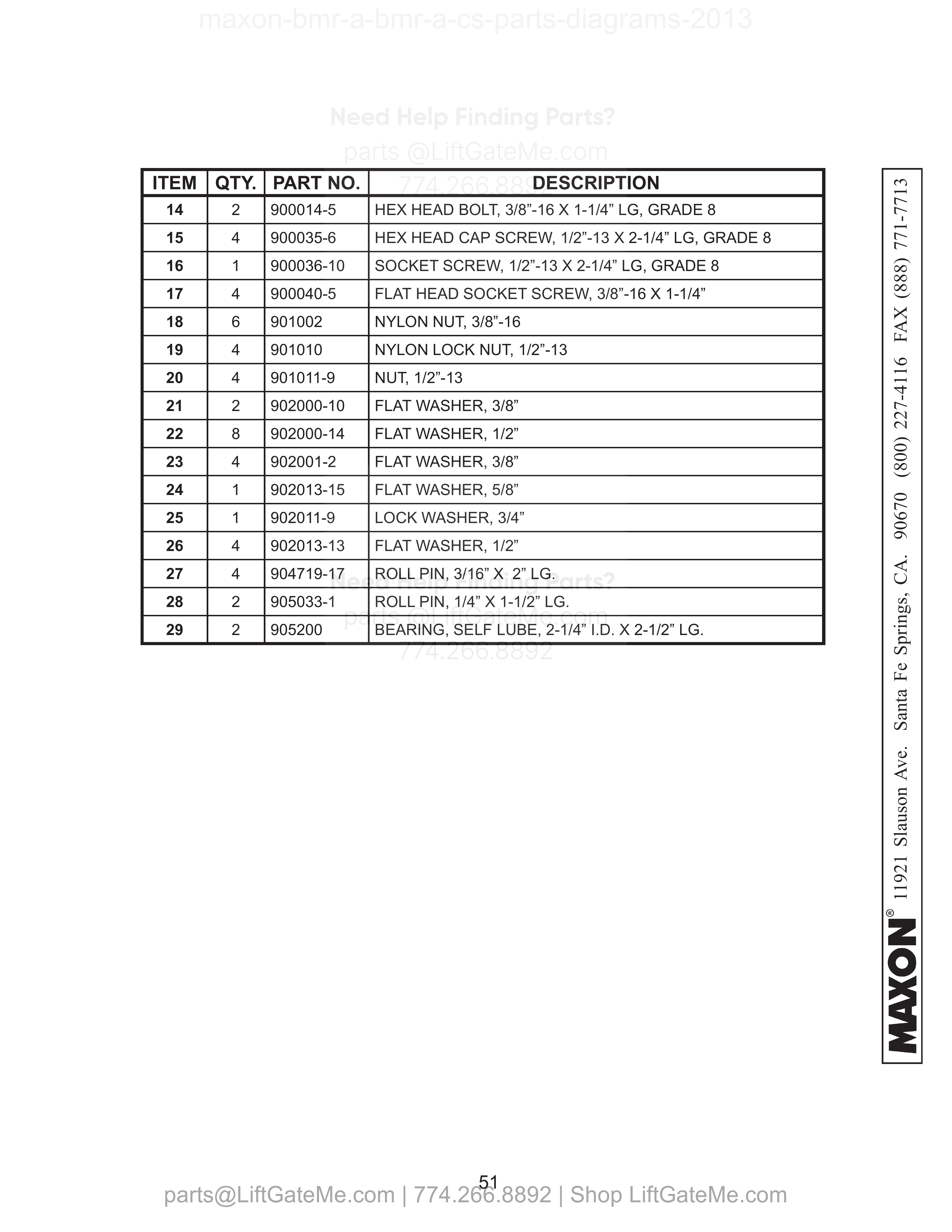 PLATFORM, FLIPOVER, AND CHAIN ASSEMBLY - 1 (ALUMINUM) - Continued parts table