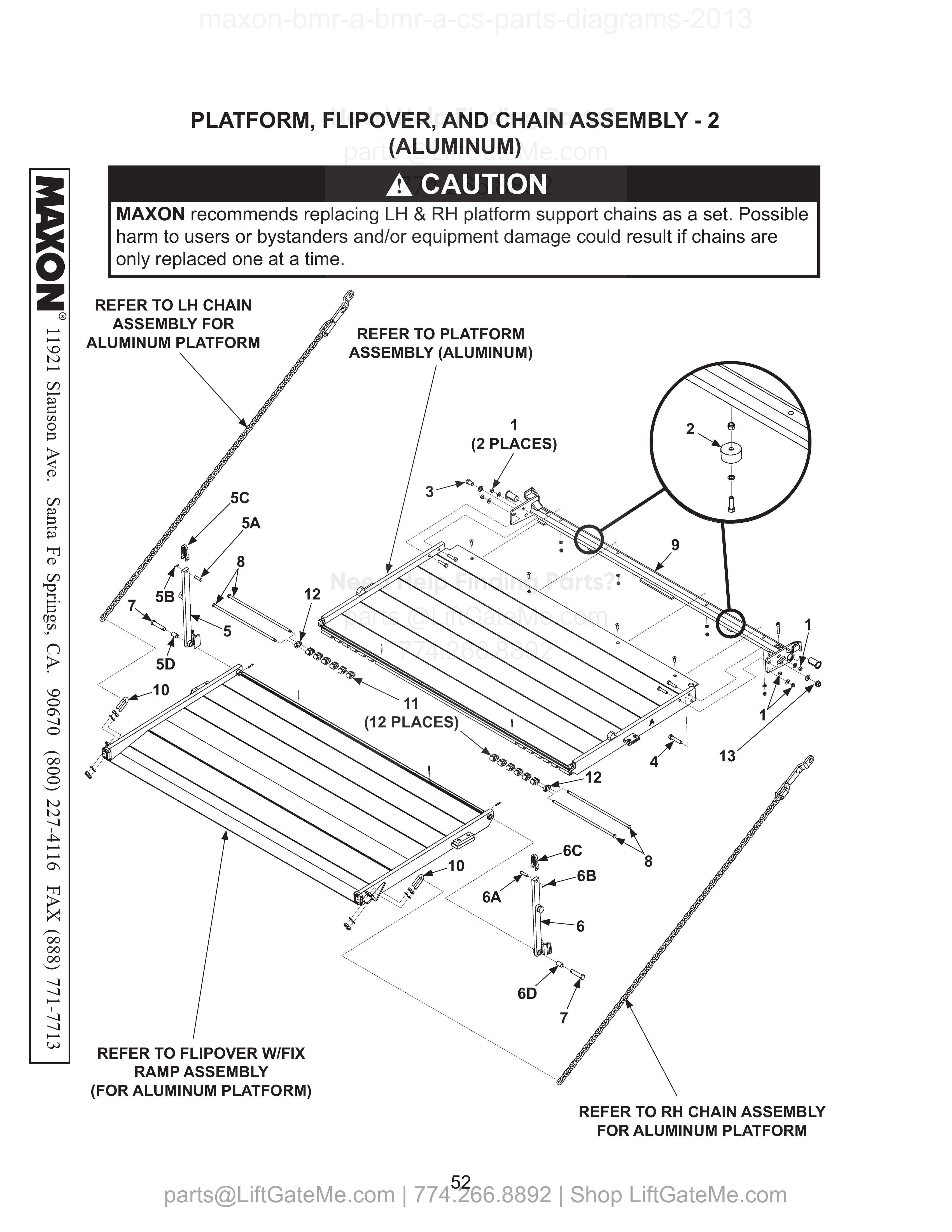 PLATFORM, FLIPOVER, AND CHAIN ASSEMBLY - 2 (ALUMINUM) diagram