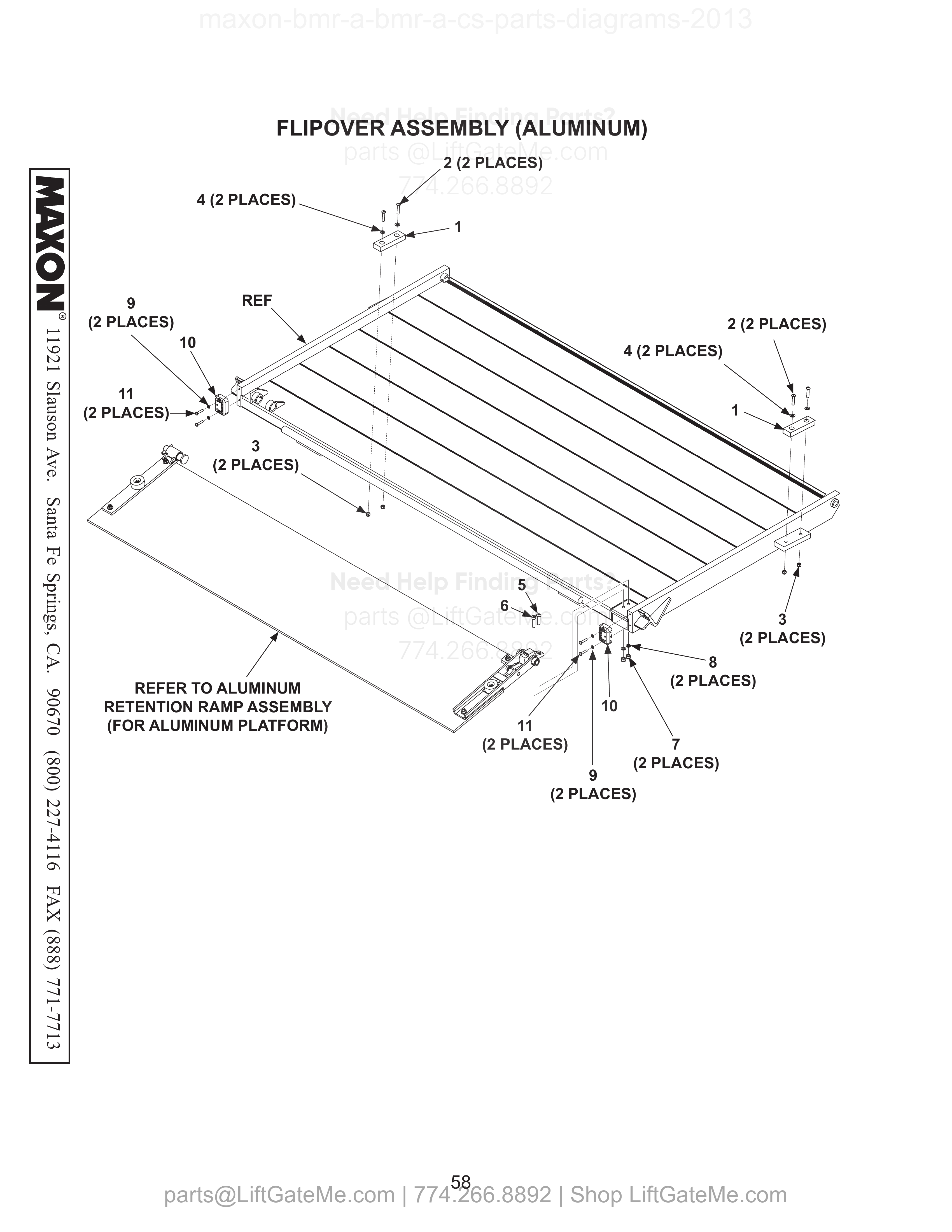 FLIPOVER ASSEMBLY (ALUMINUM) diagram