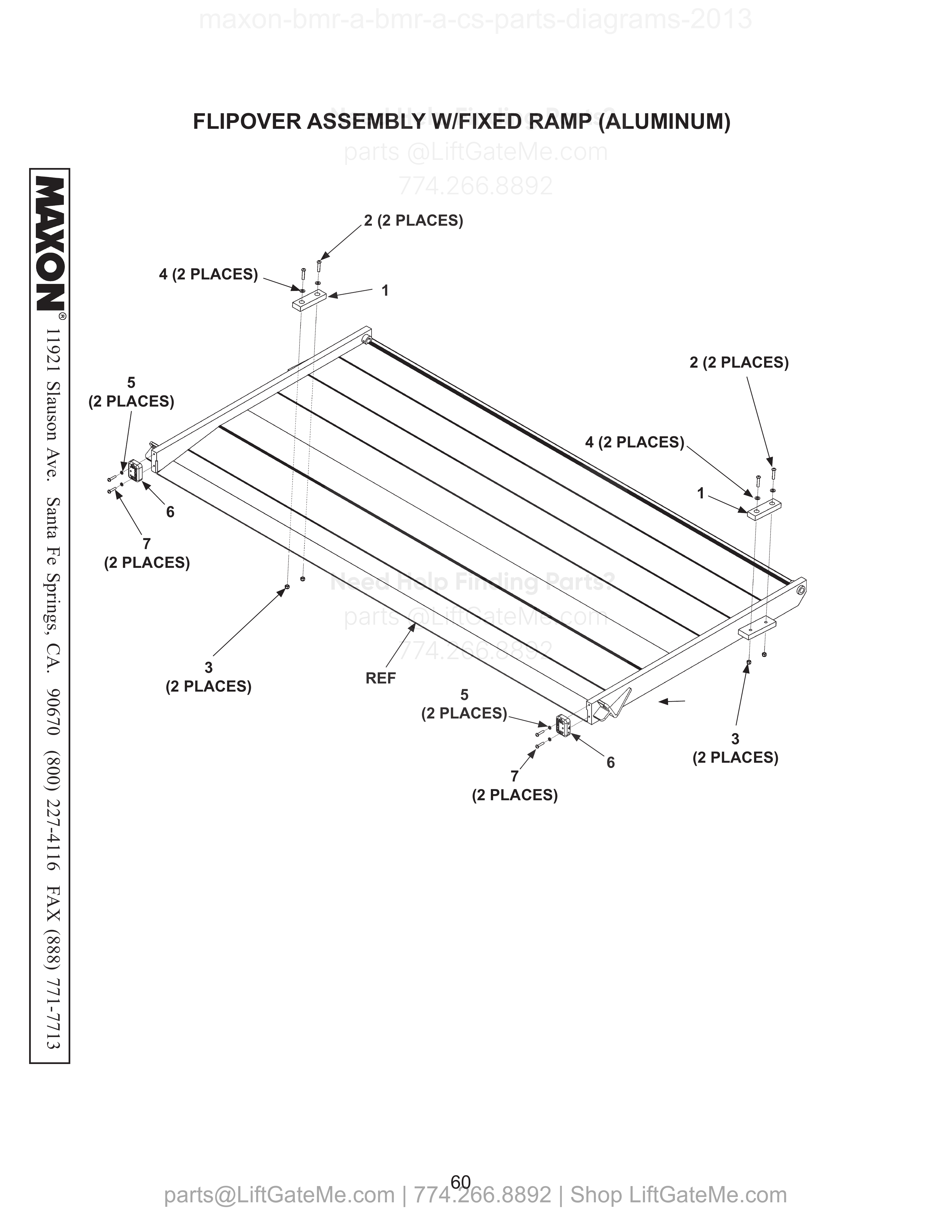 FLIPOVER ASSEMBLY W/FIXED RAMP (ALUMINUM) diagram