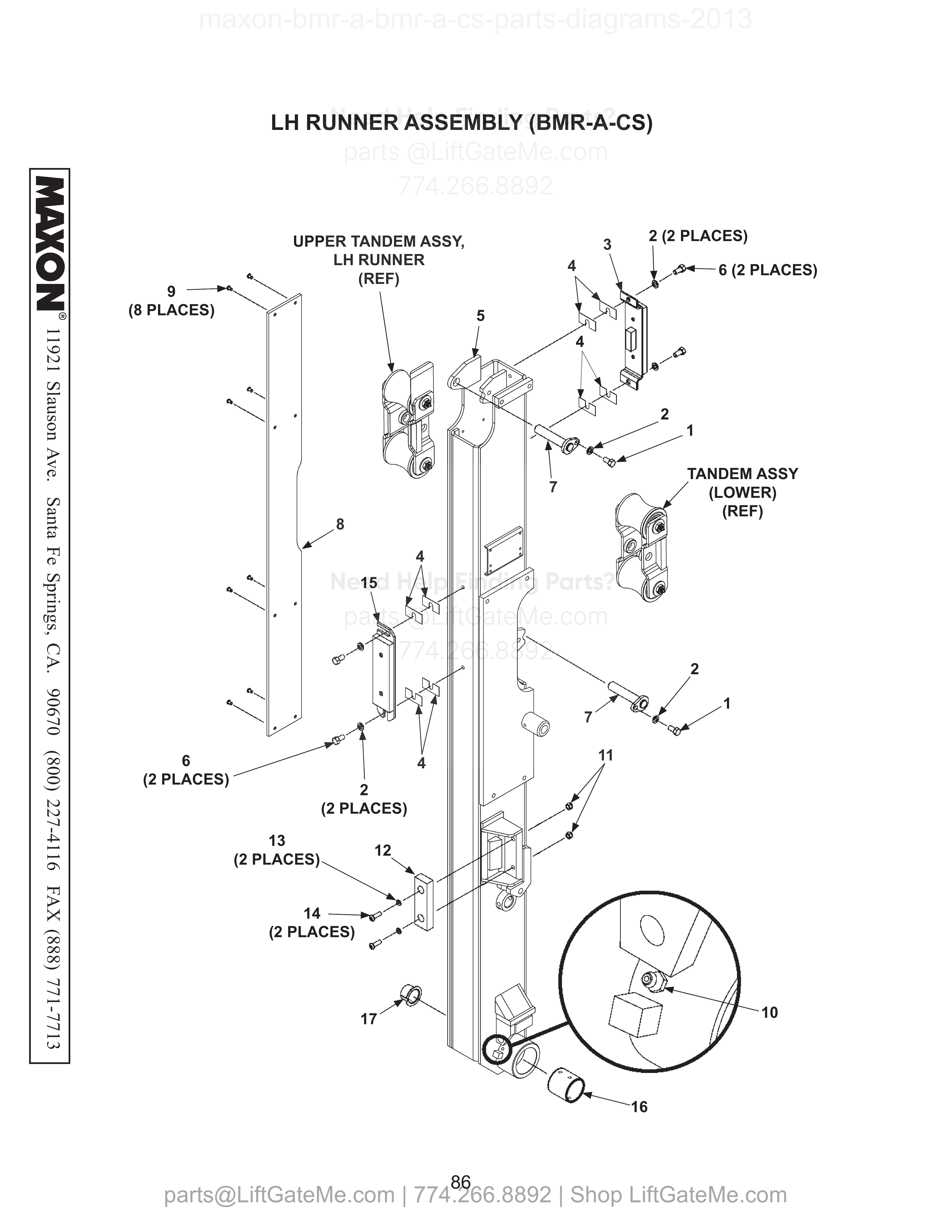 LH RUNNER ASSEMBLY (BMR-A-CS) diagram