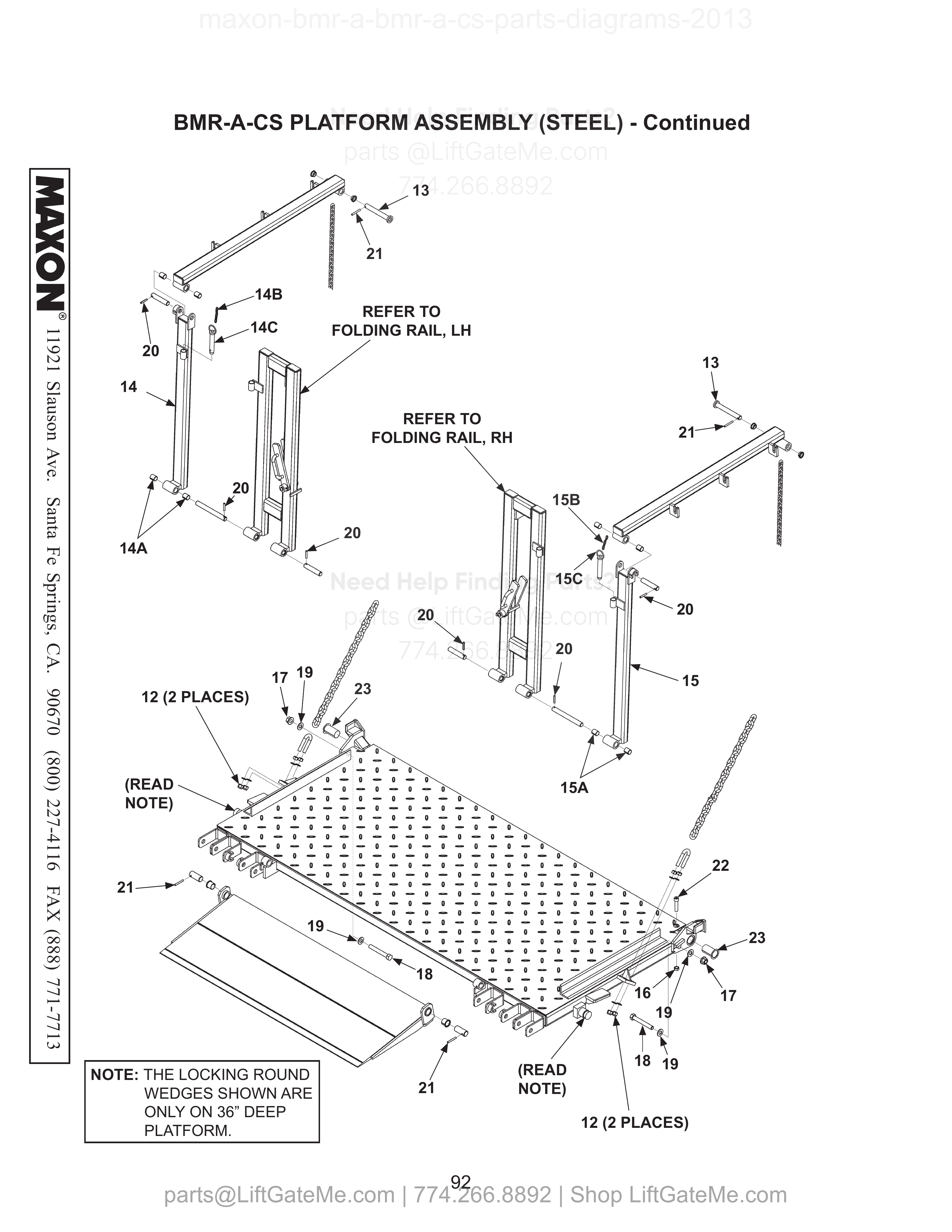 BMR-A-CS PLATFORM ASSEMBLY (STEEL) - Continued diagram