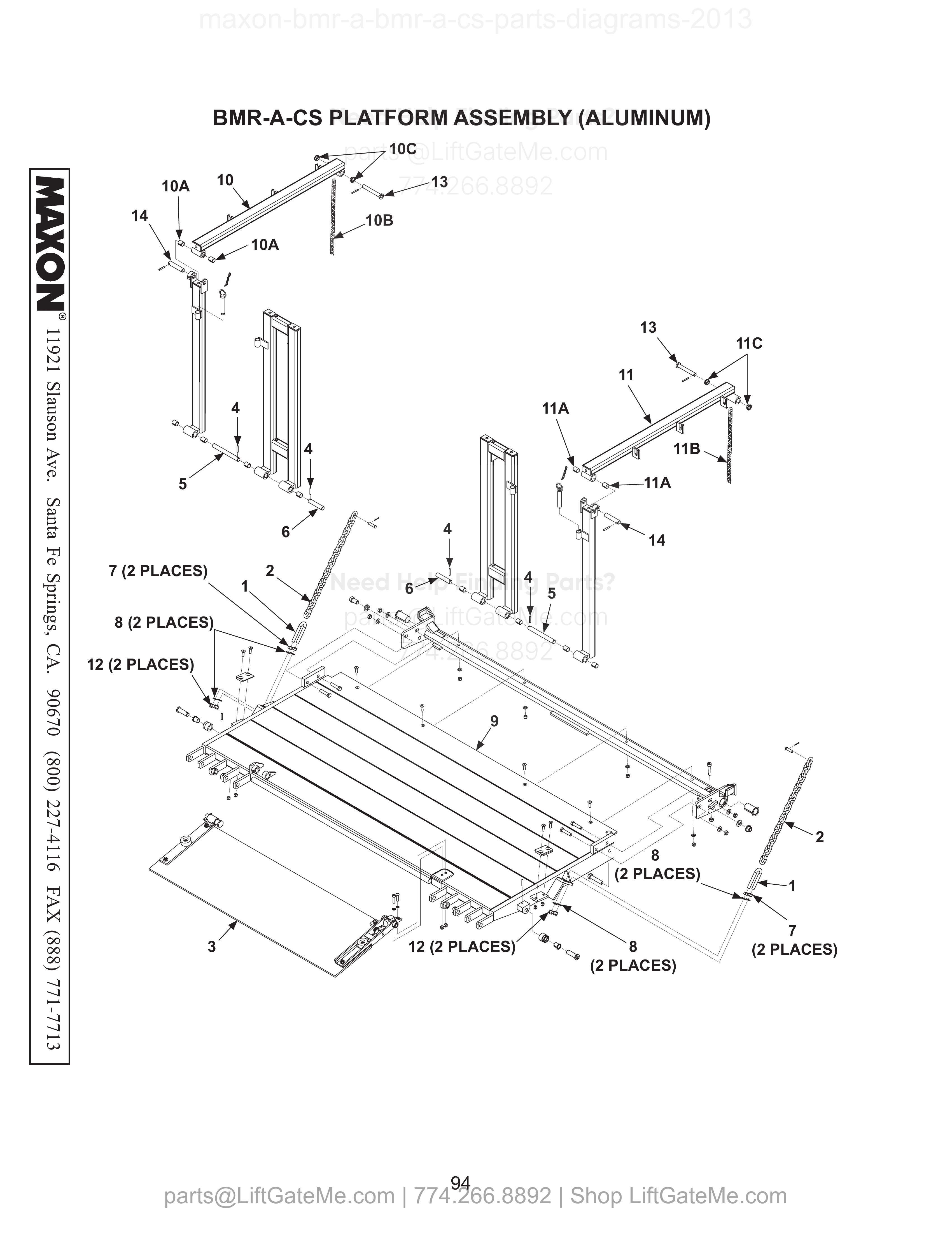 BMR-A-CS PLATFORM ASSEMBLY (ALUMINUM) diagram
