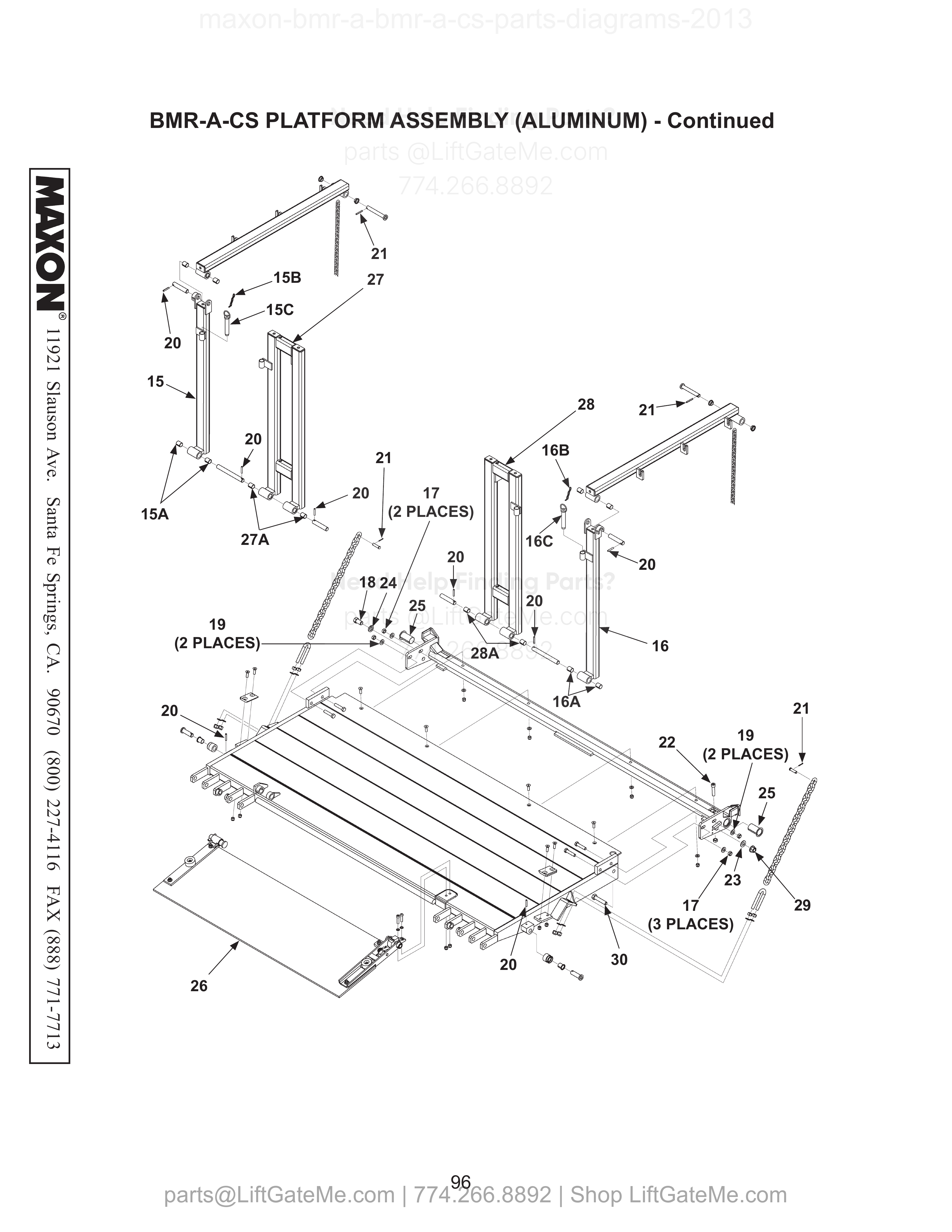 BMR-A-CS PLATFORM ASSEMBLY (ALUMINUM) - Continued diagram