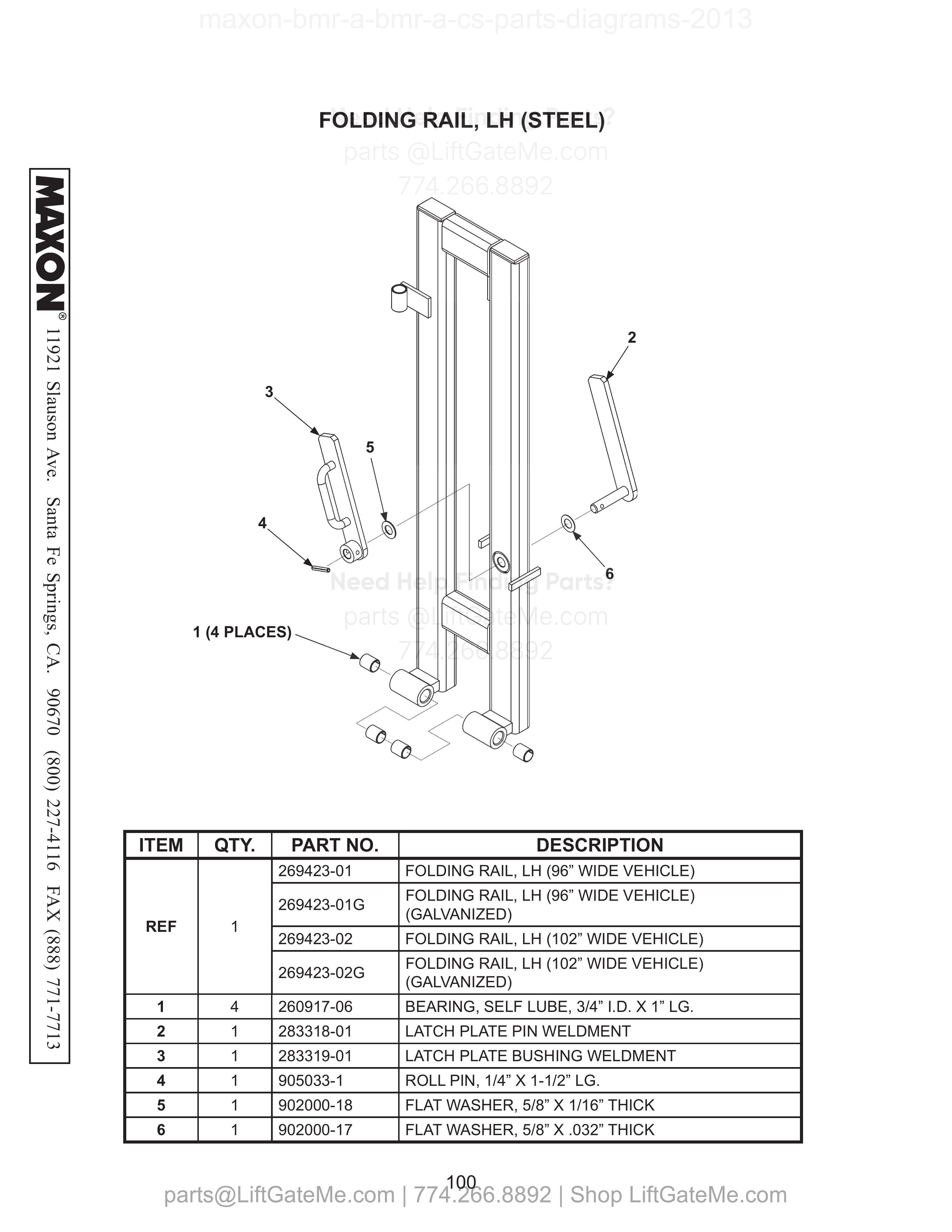FOLDING RAIL, LH (STEEL) diagram