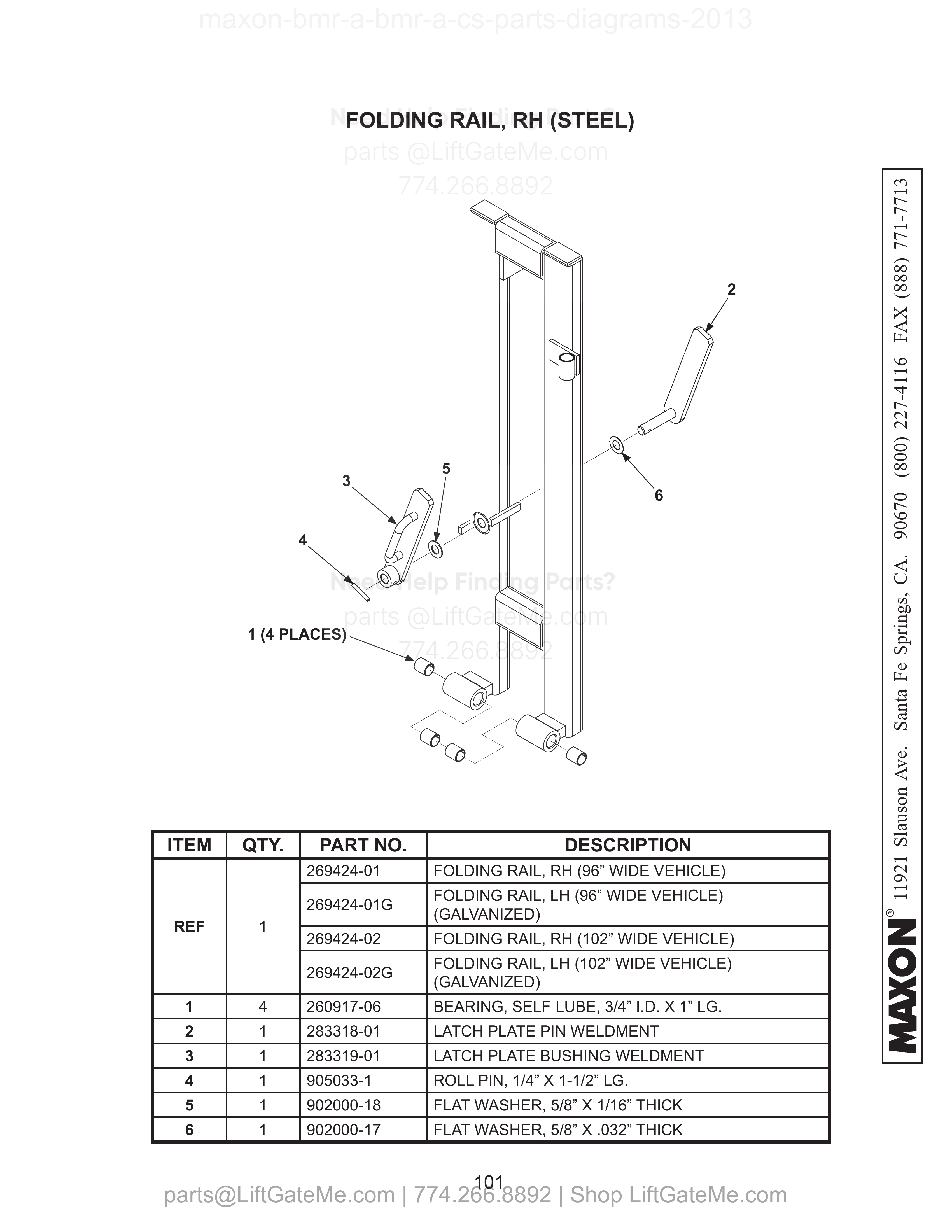 FOLDING RAIL, RH (STEEL) diagram