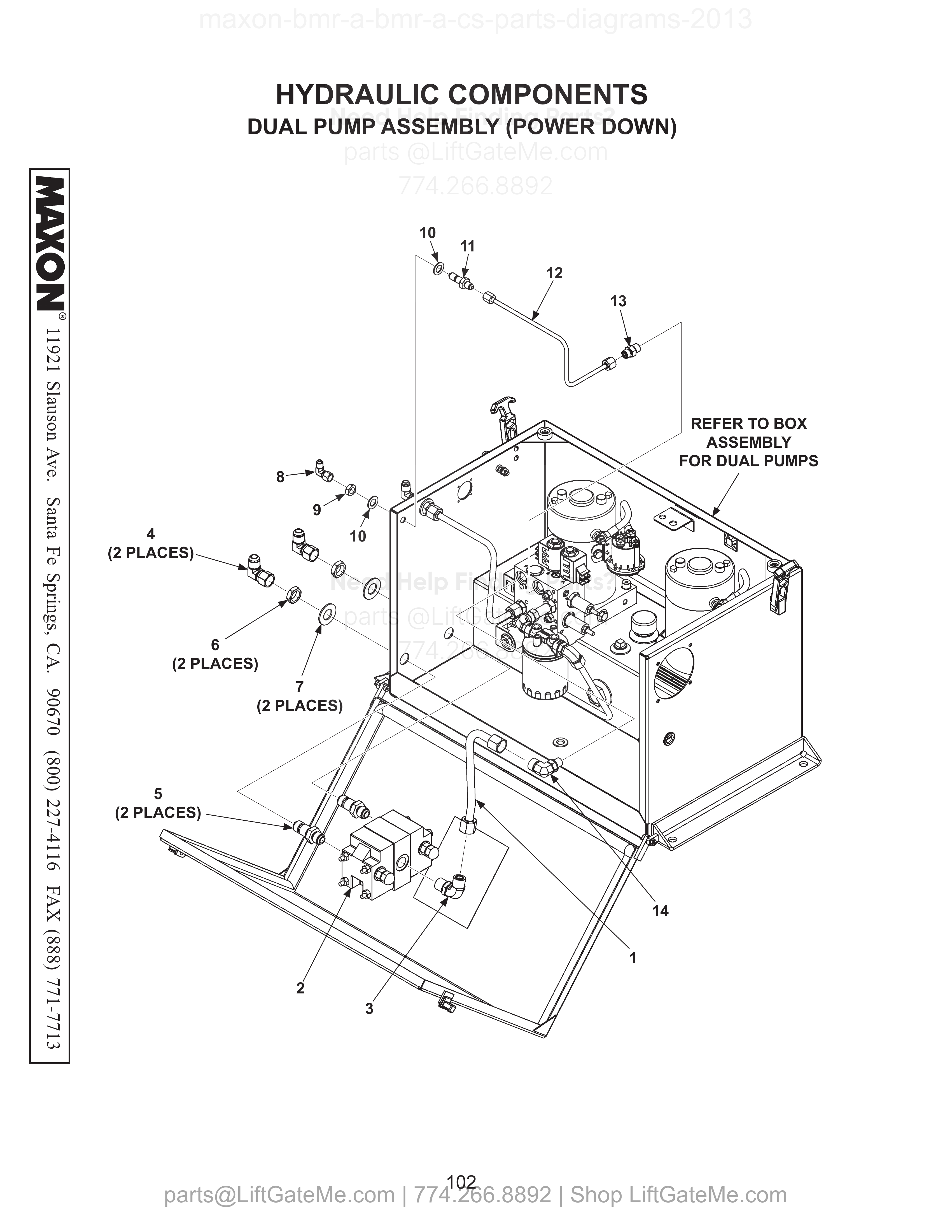 HYDRAULIC COMPONENTS DUAL PUMP ASSEMBLY (POWER DOWN) diagram