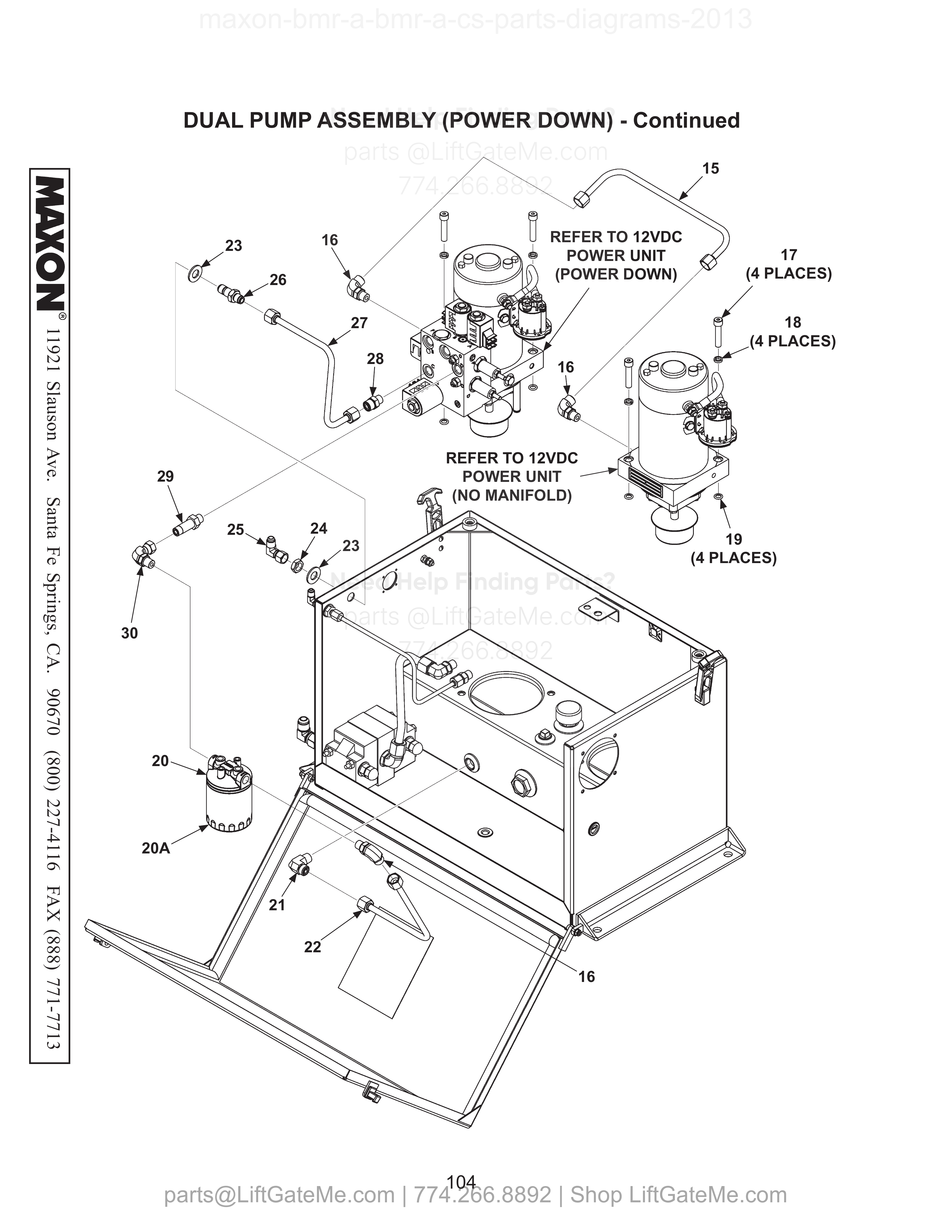 DUAL PUMP ASSEMBLY (POWER DOWN) - Continued diagram
