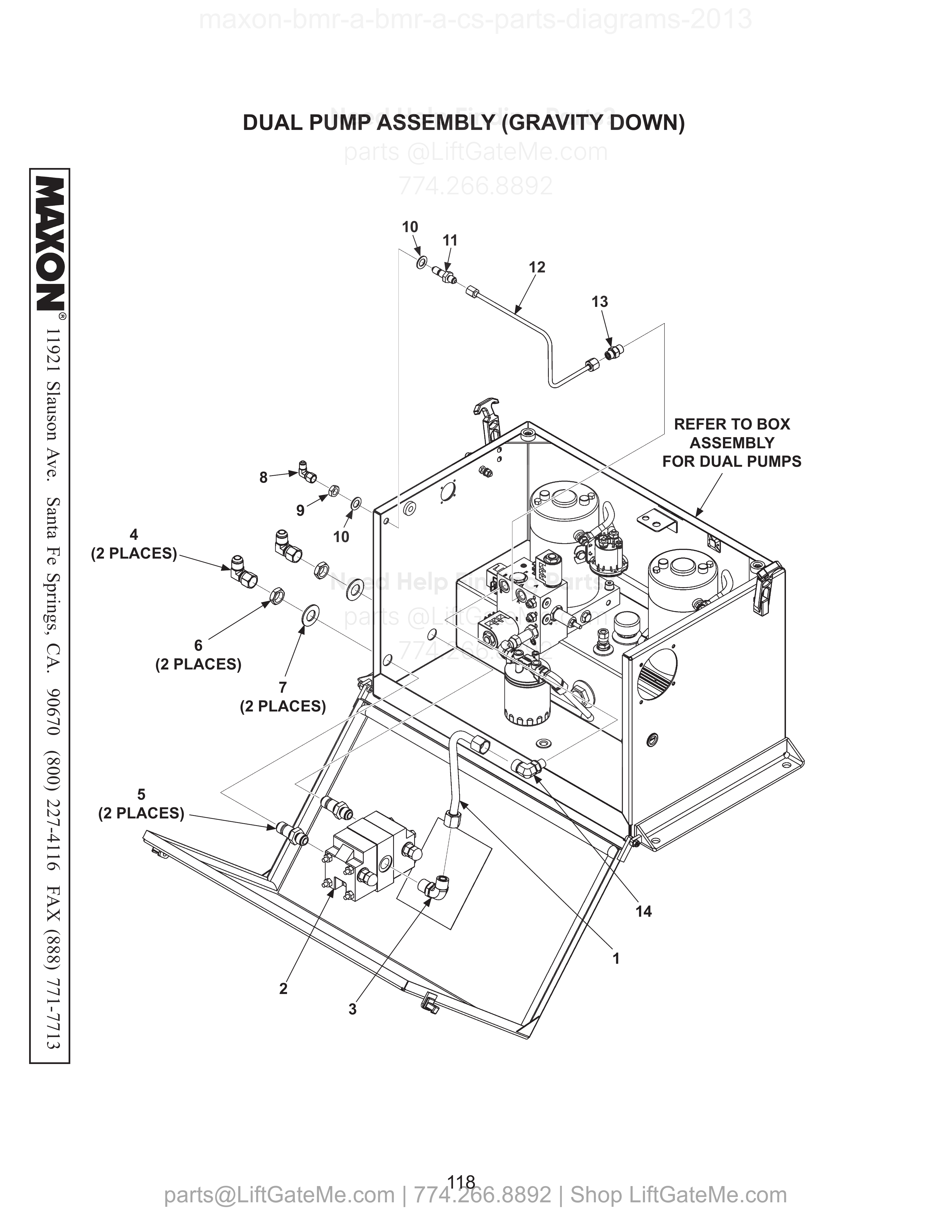 DUAL PUMP ASSEMBLY (GRAVITY DOWN) diagram