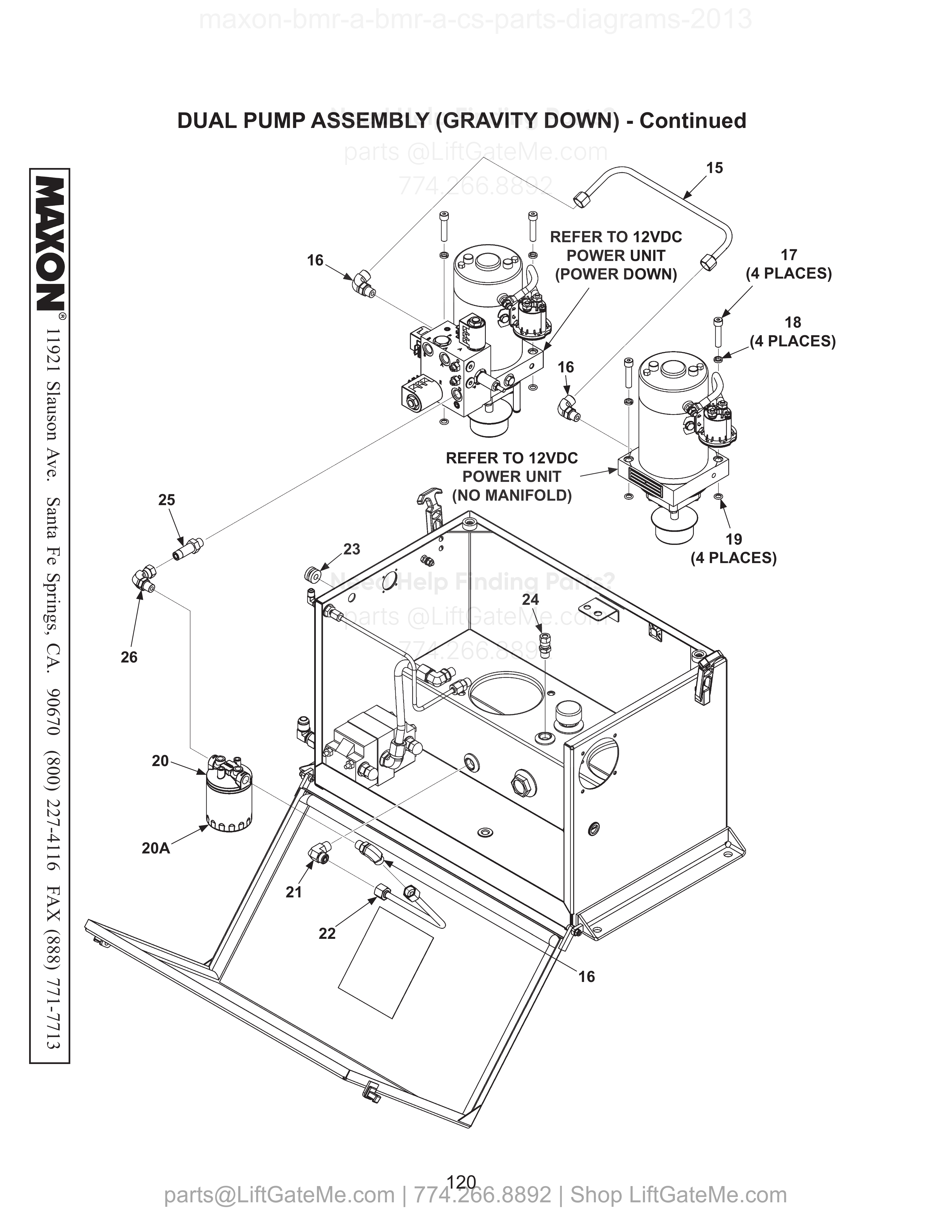 DUAL PUMP ASSEMBLY (GRAVITY DOWN) - Continued diagram