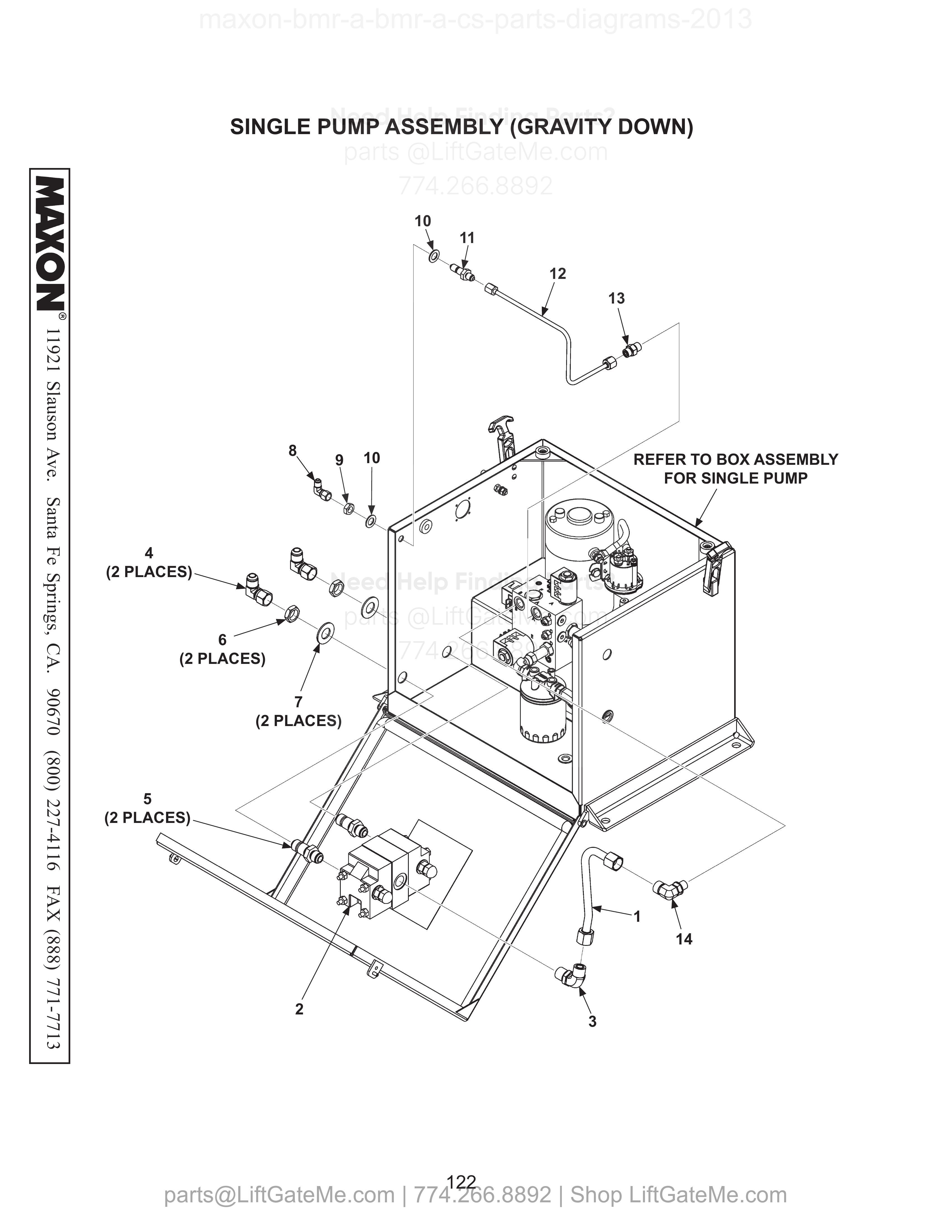 SINGLE PUMP ASSEMBLY (GRAVITY DOWN) diagram