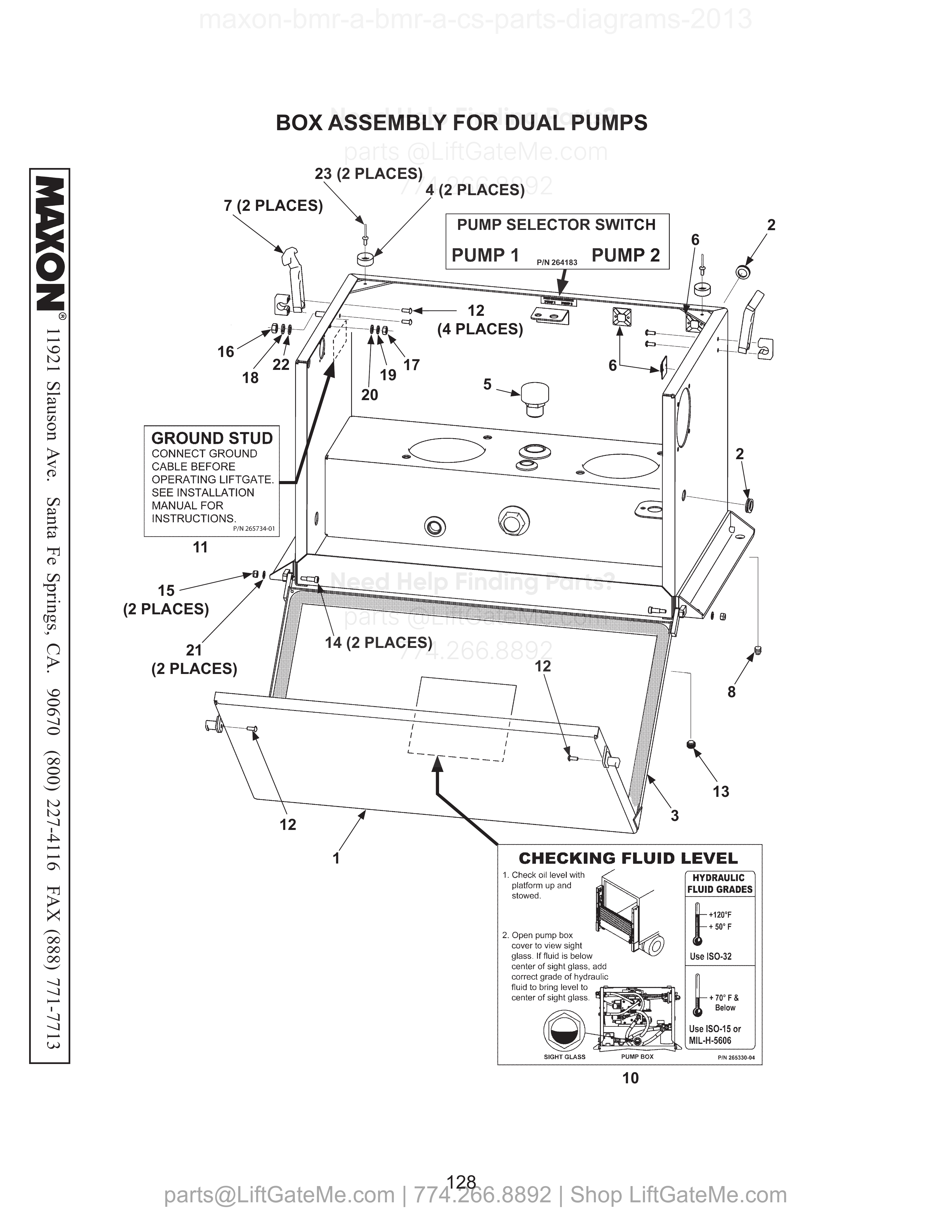 BOX ASSEMBLY FOR DUAL PUMPS diagram