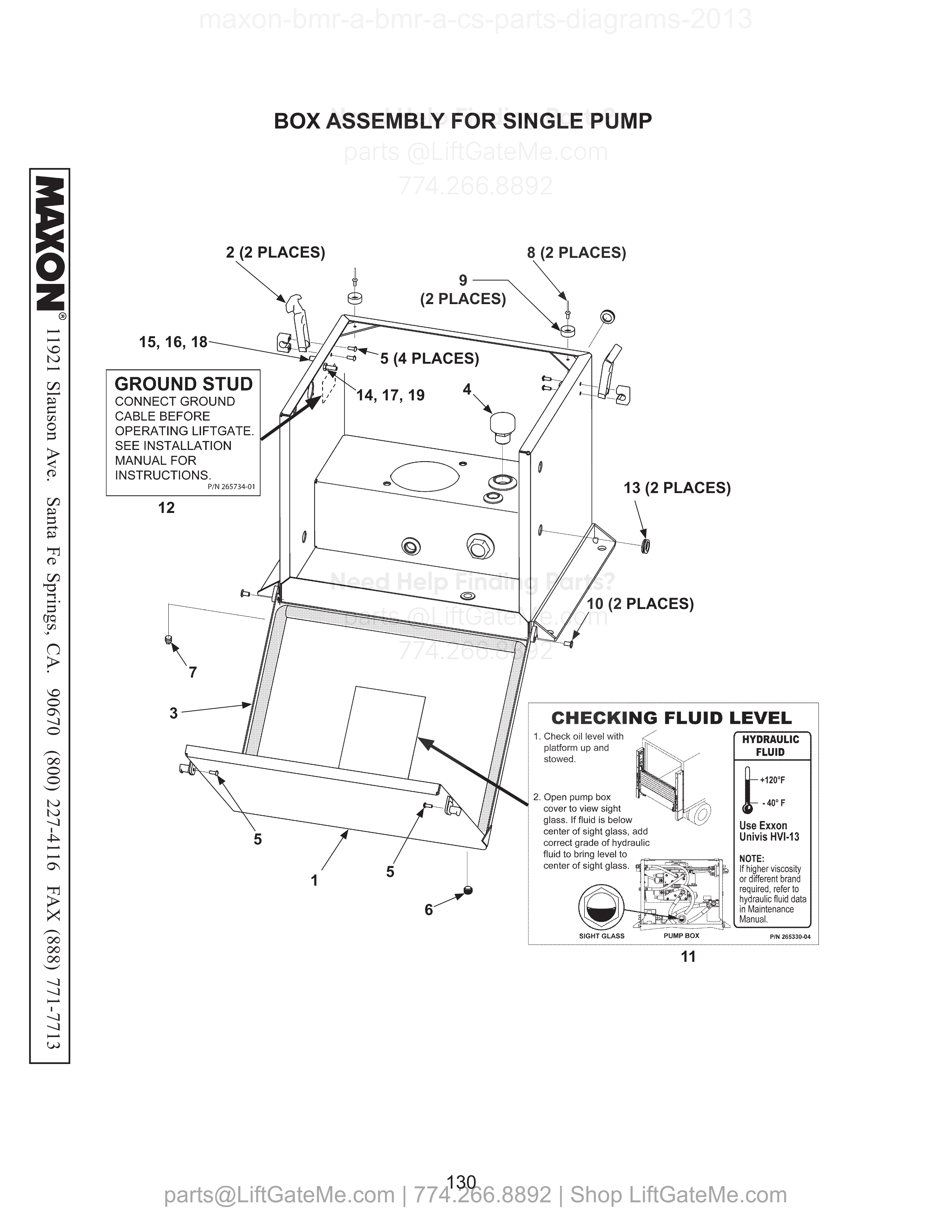 BOX ASSEMBLY FOR SINGLE PUMP diagram