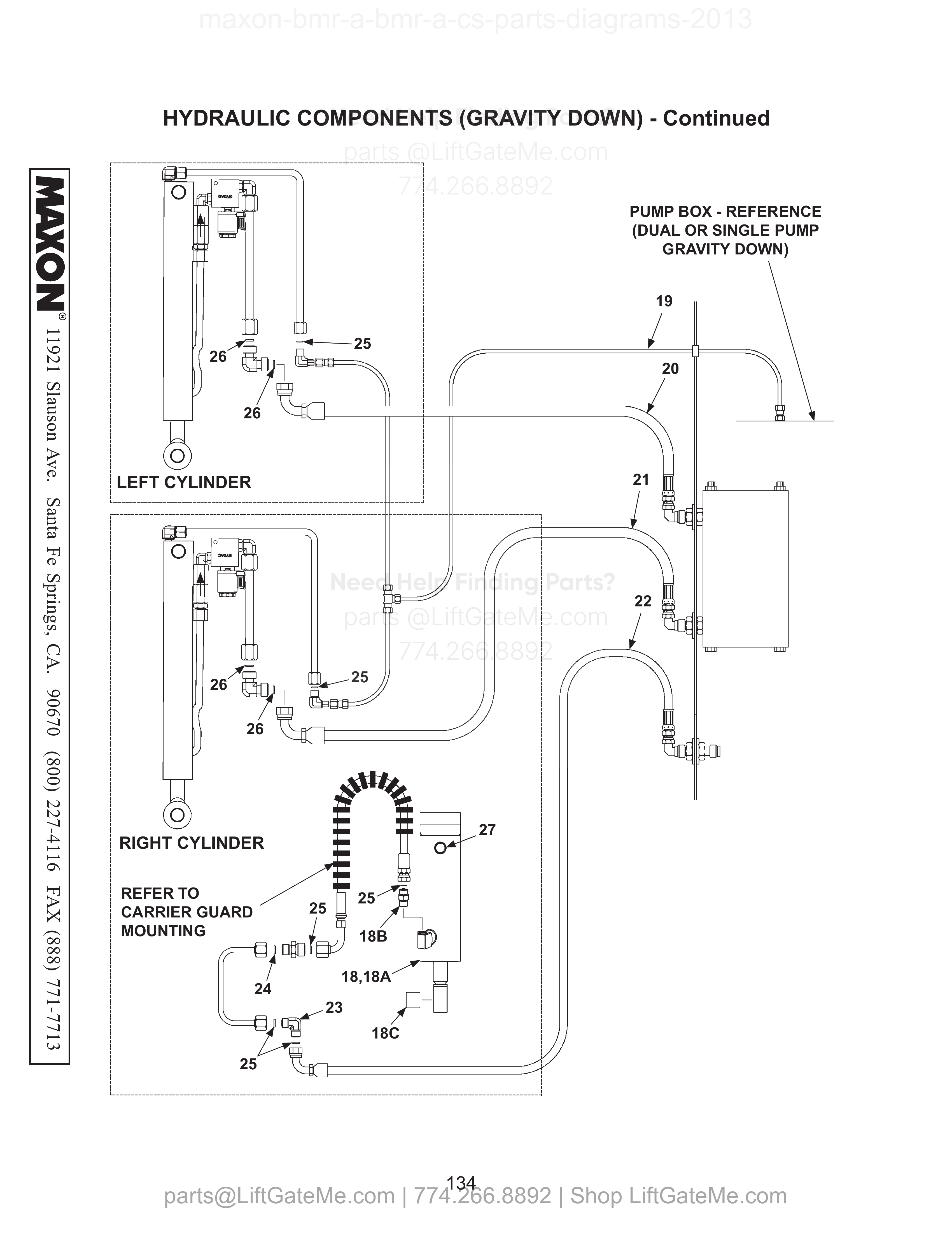 HYDRAULIC COMPONENTS (GRAVITY DOWN) - Continued diagram