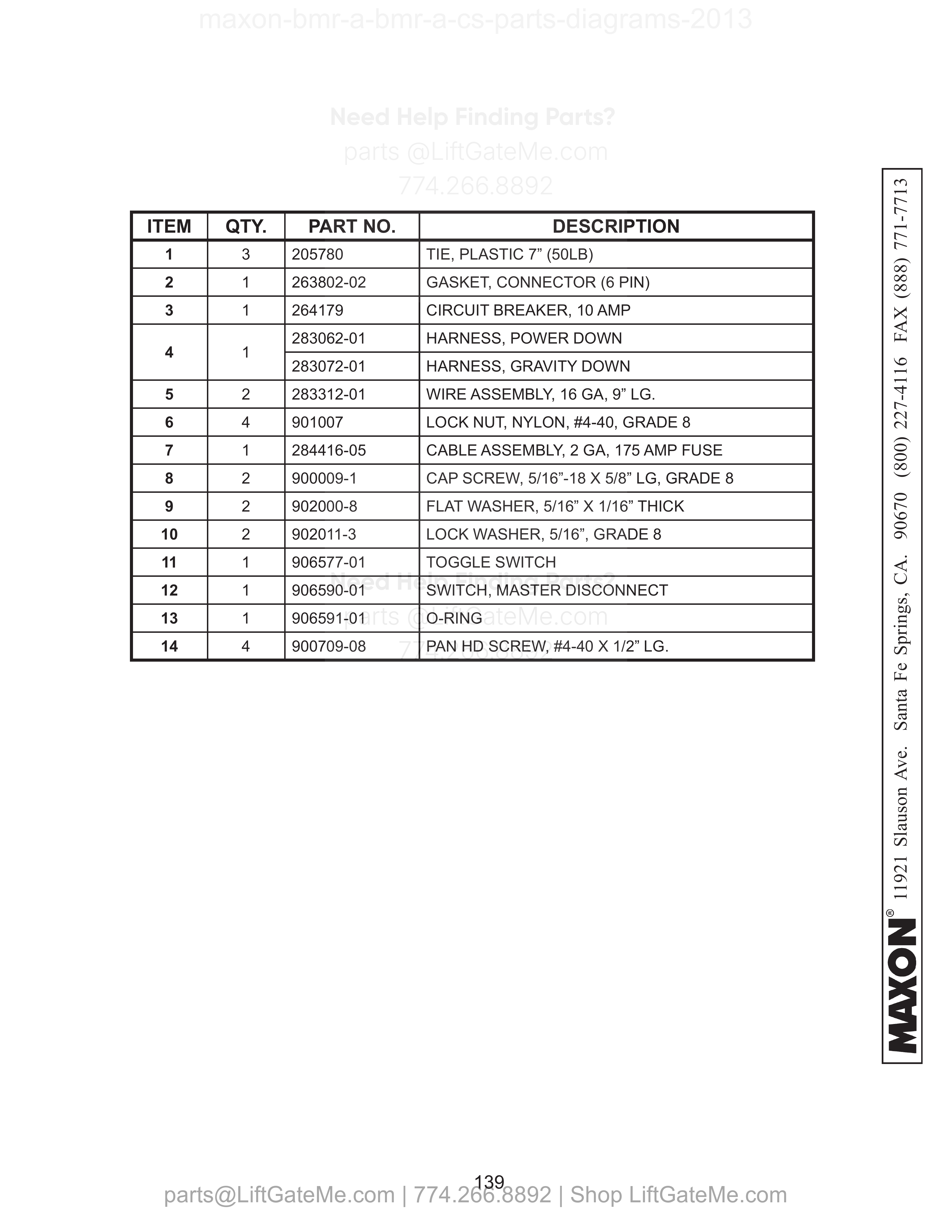 ELECTRICAL COMPONENTS - DUAL PUMP BOX parts table