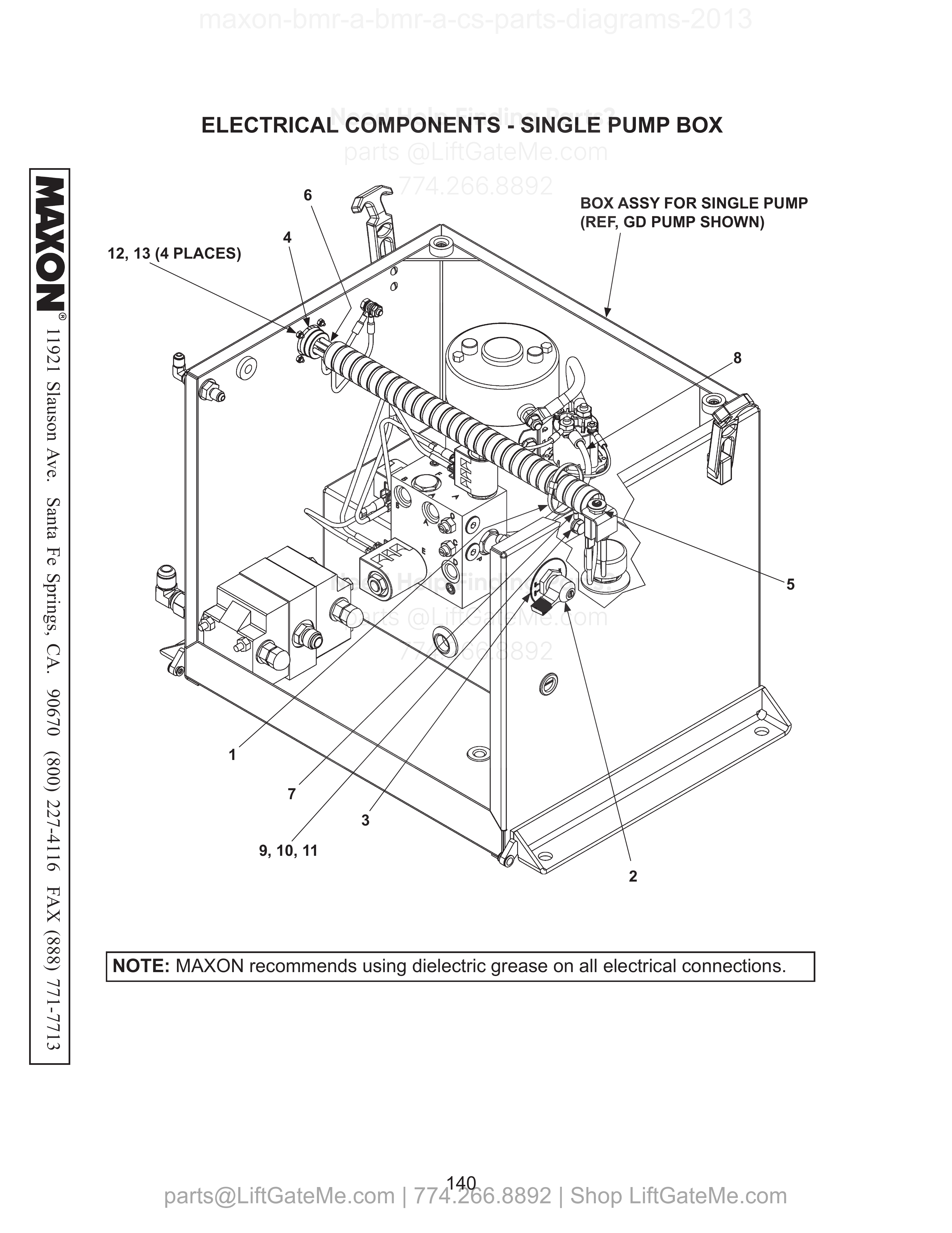 ELECTRICAL COMPONENTS - SINGLE PUMP BOX diagram