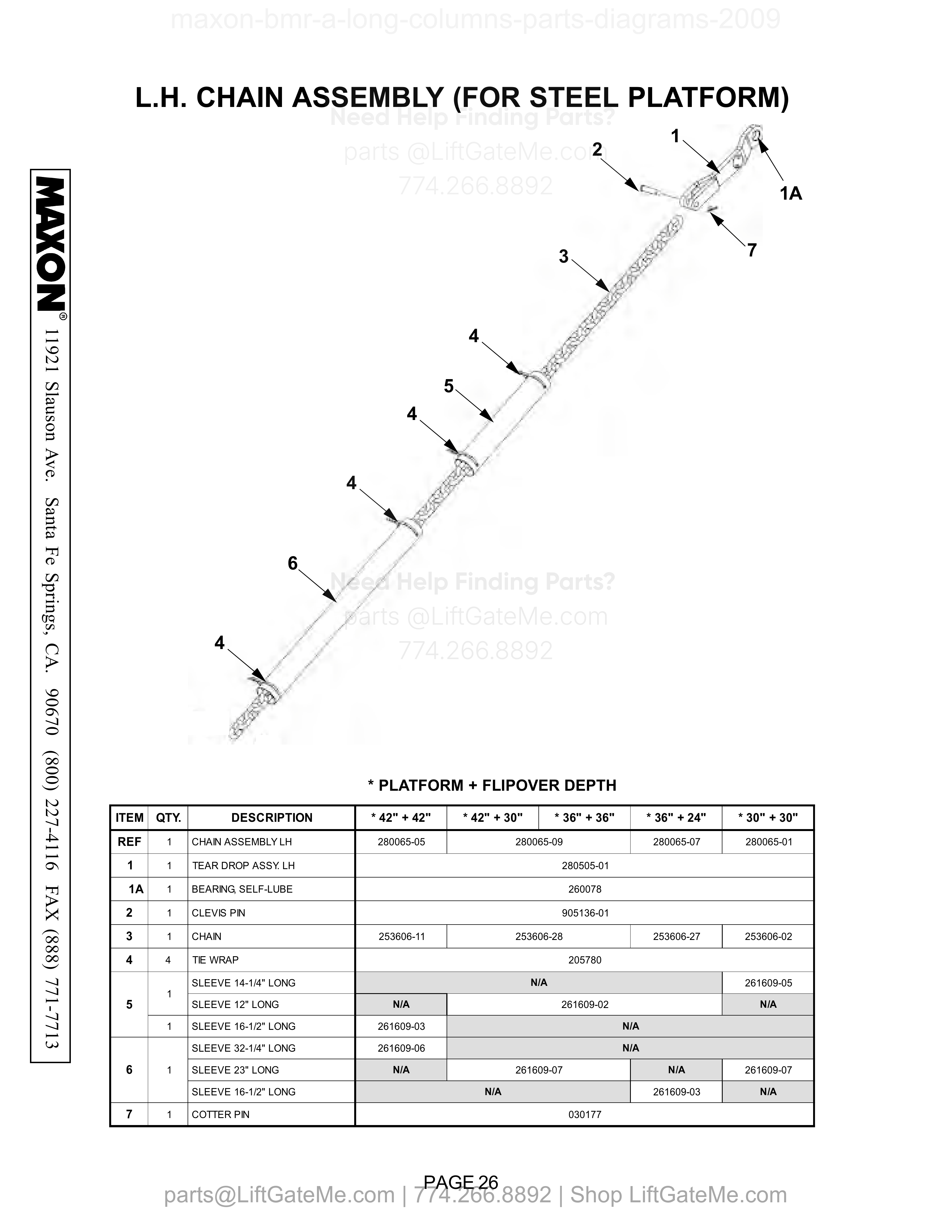 L.H. CHAIN ASSEMBLY (FOR STEEL PLATFORM) diagram