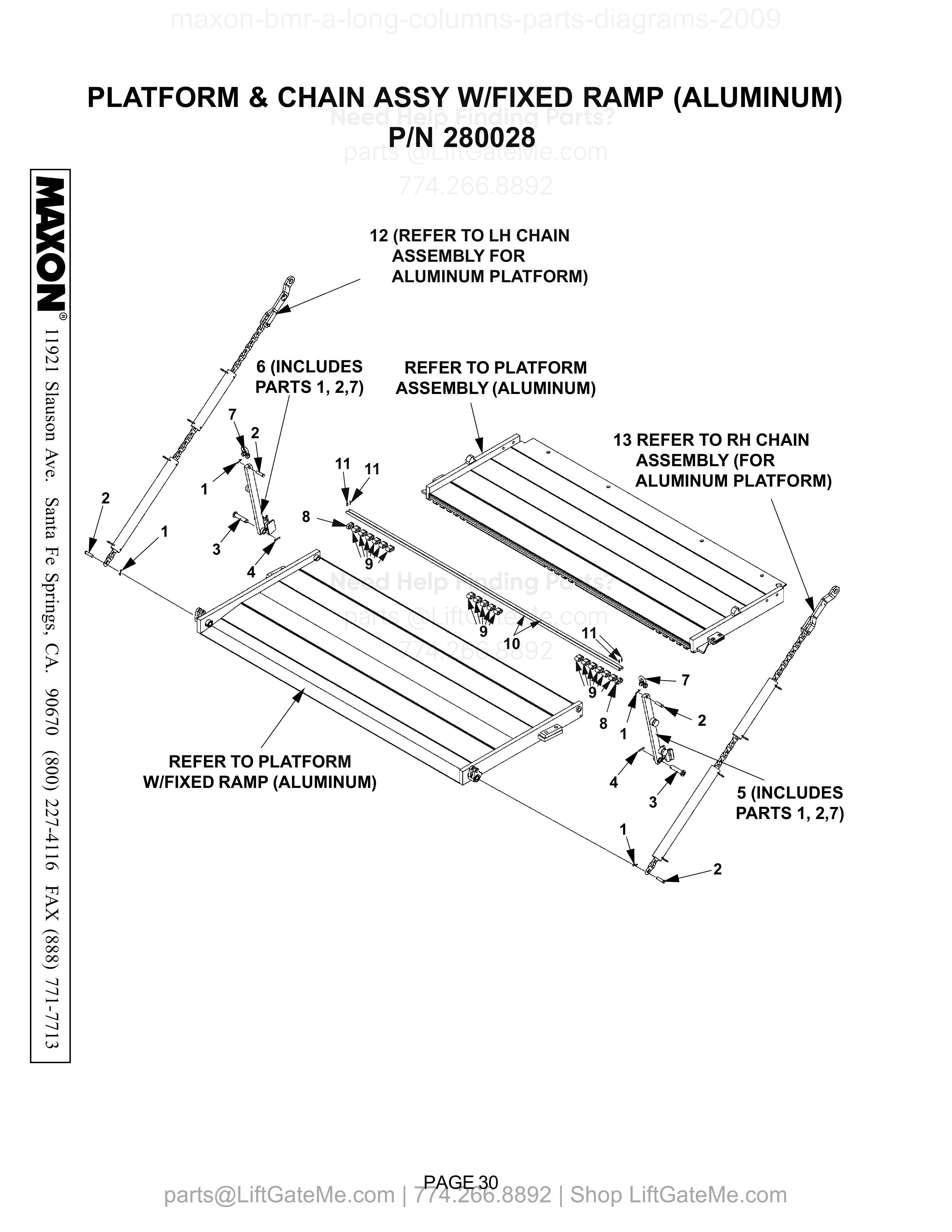 PLATFORM & CHAIN ASSY W/FIXED RAMP (ALUMINUM) diagram
